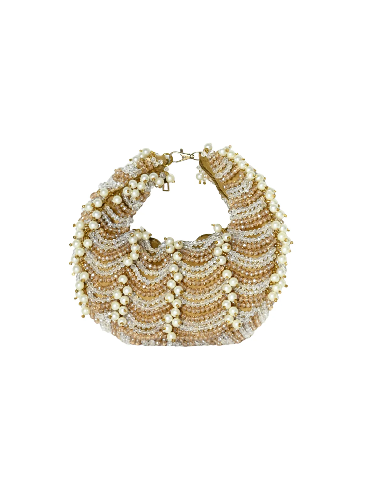 Odette Dark Beige Suede Embellished Clutch For Women - Image 3