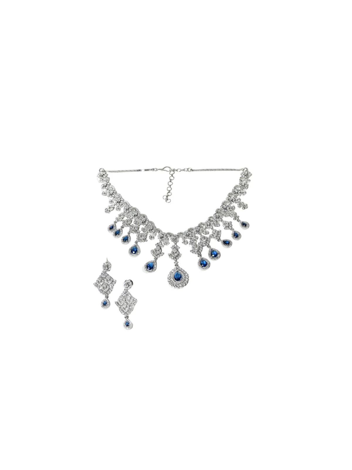 Odette Dark Blue Alloy Embellished Jewellery Set For Women - Image 3
