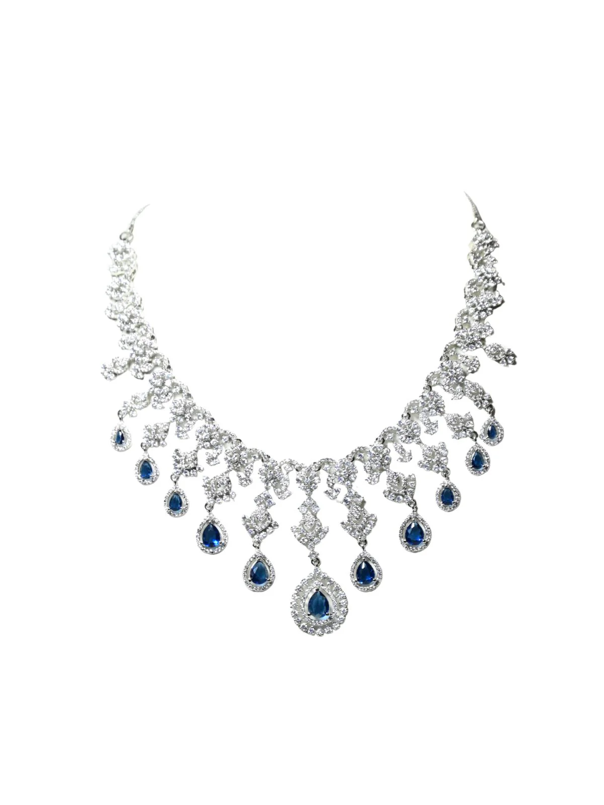 Odette Dark Blue Alloy Embellished Jewellery Set For Women - Image 4
