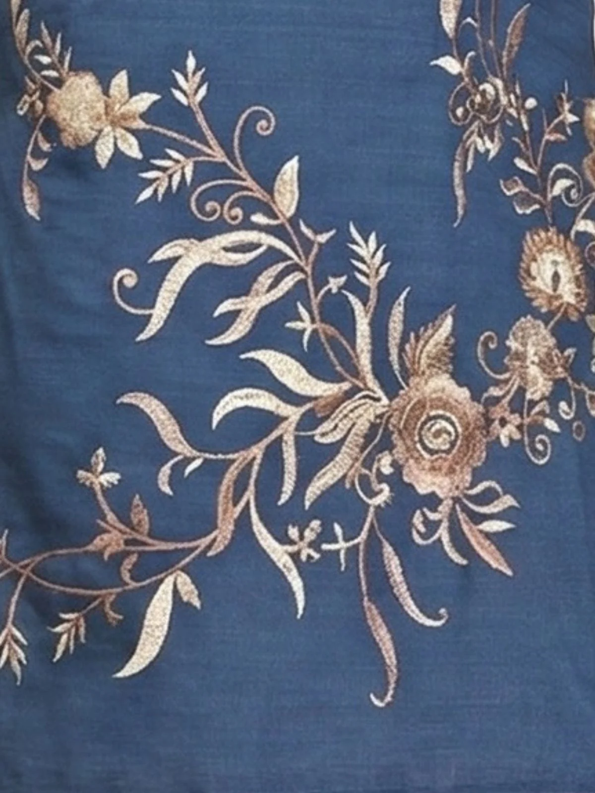 Odette Dark Blue Cotton Blend Embroidered Solid Kurta For Men - Image 6