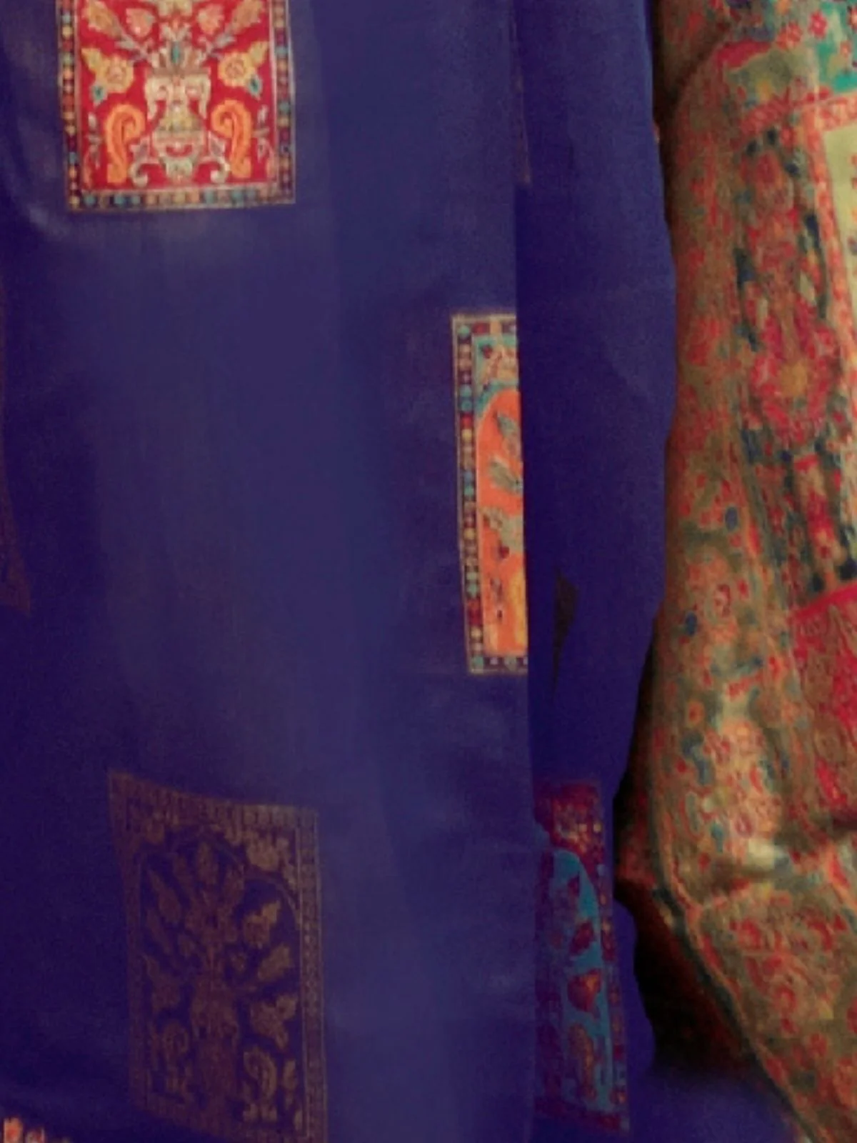 Odette Dark Blue Modal Woven Saree With Unstitched Blouse For Women - Image 3