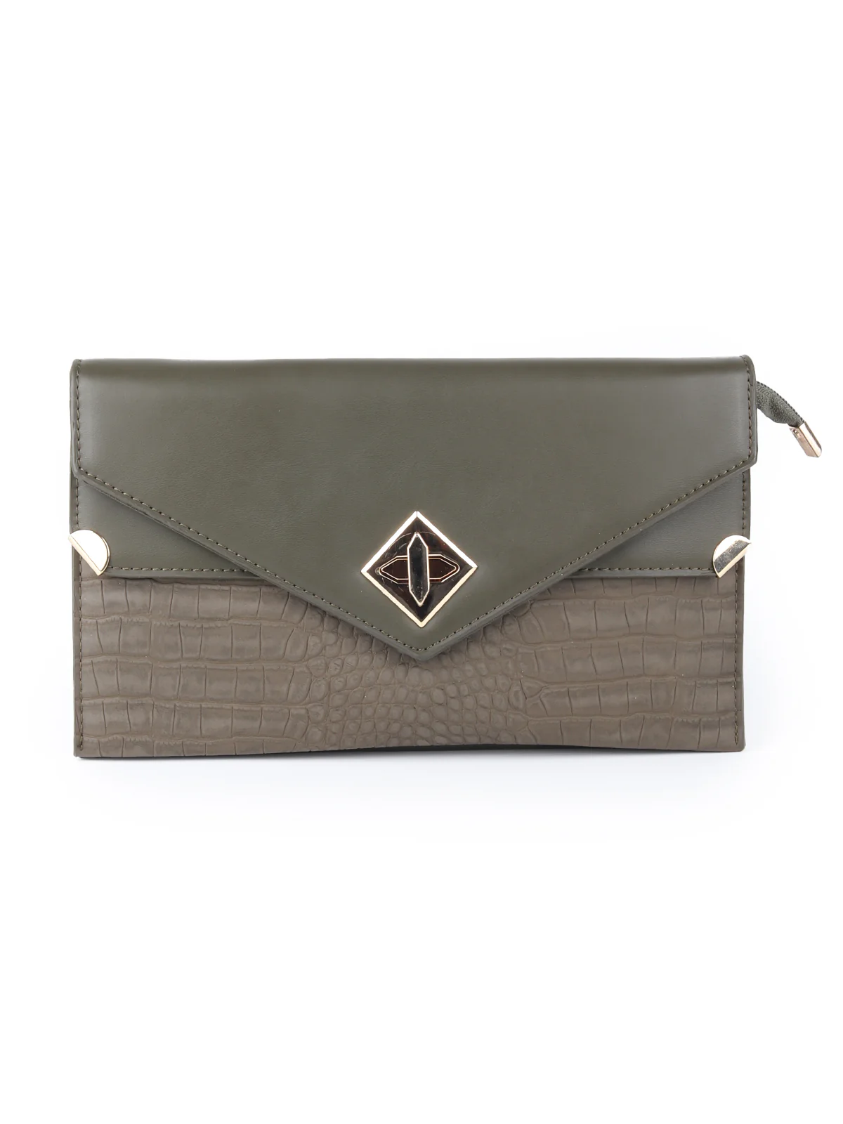 Odette Dark Brown Patterned Clutch Bag For Women - Image 3