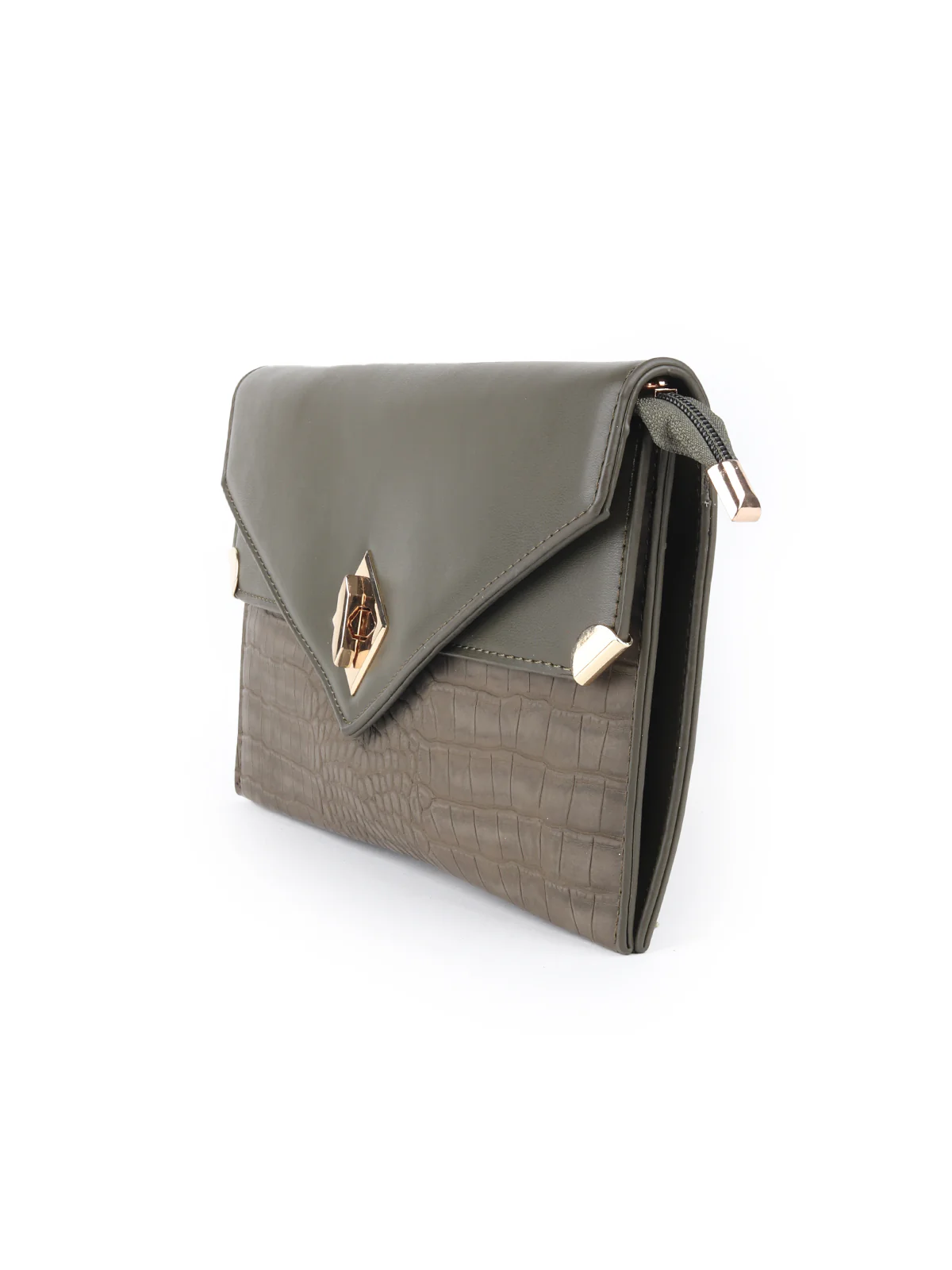 Odette Dark Brown Patterned Clutch Bag For Women - Image 4