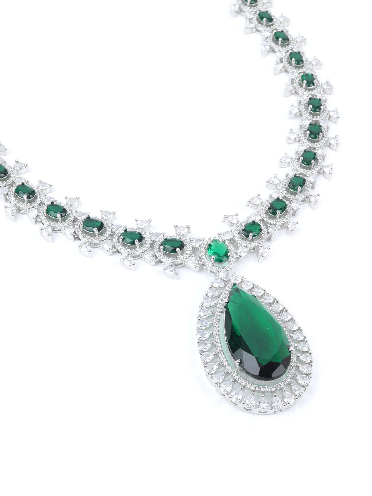 Odette Dark Green Alloy Embellished Jewellery Set For Women - Image 5