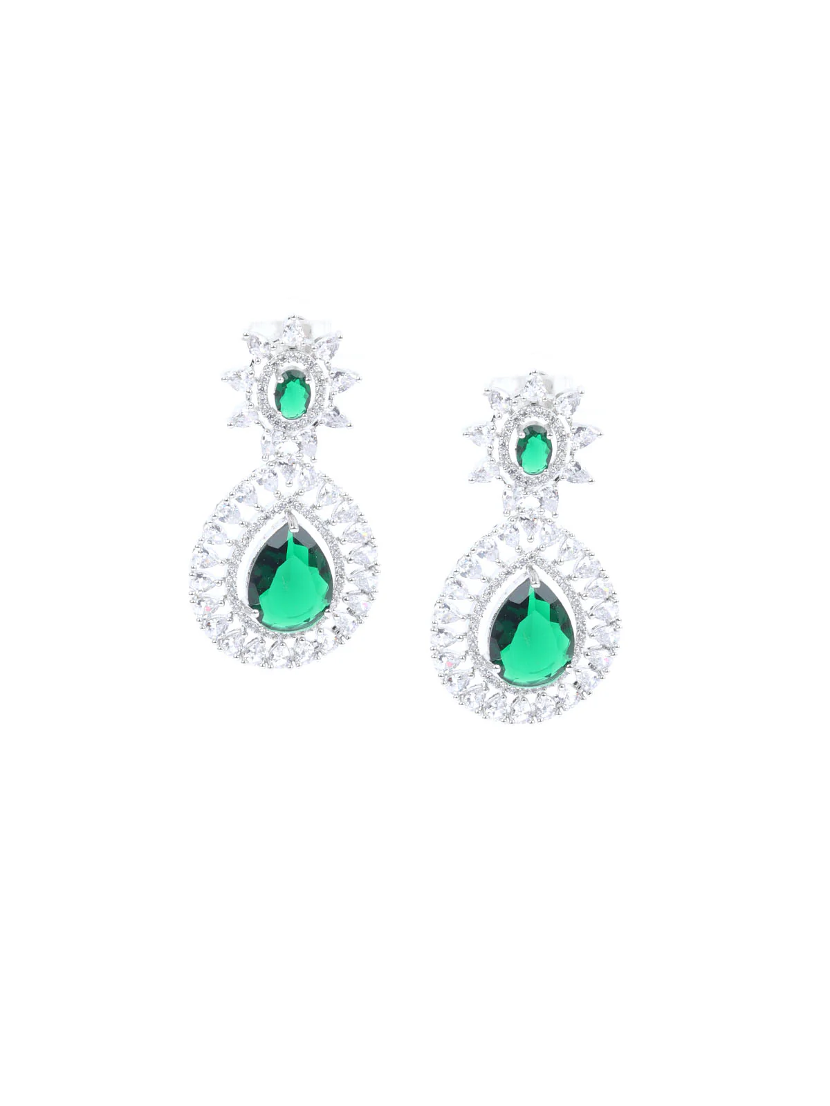 Odette Dark Green Alloy Embellished Jewellery Set For Women - Image 7