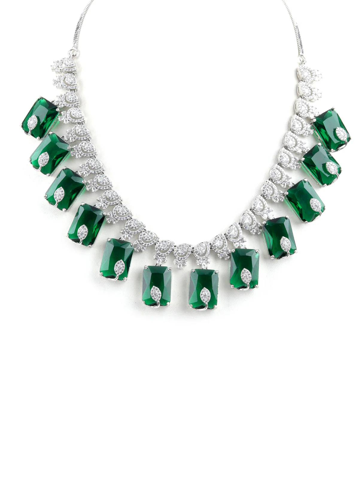 Odette Dark Green Alloy Embellished Jewellery Set For Women - Image 5