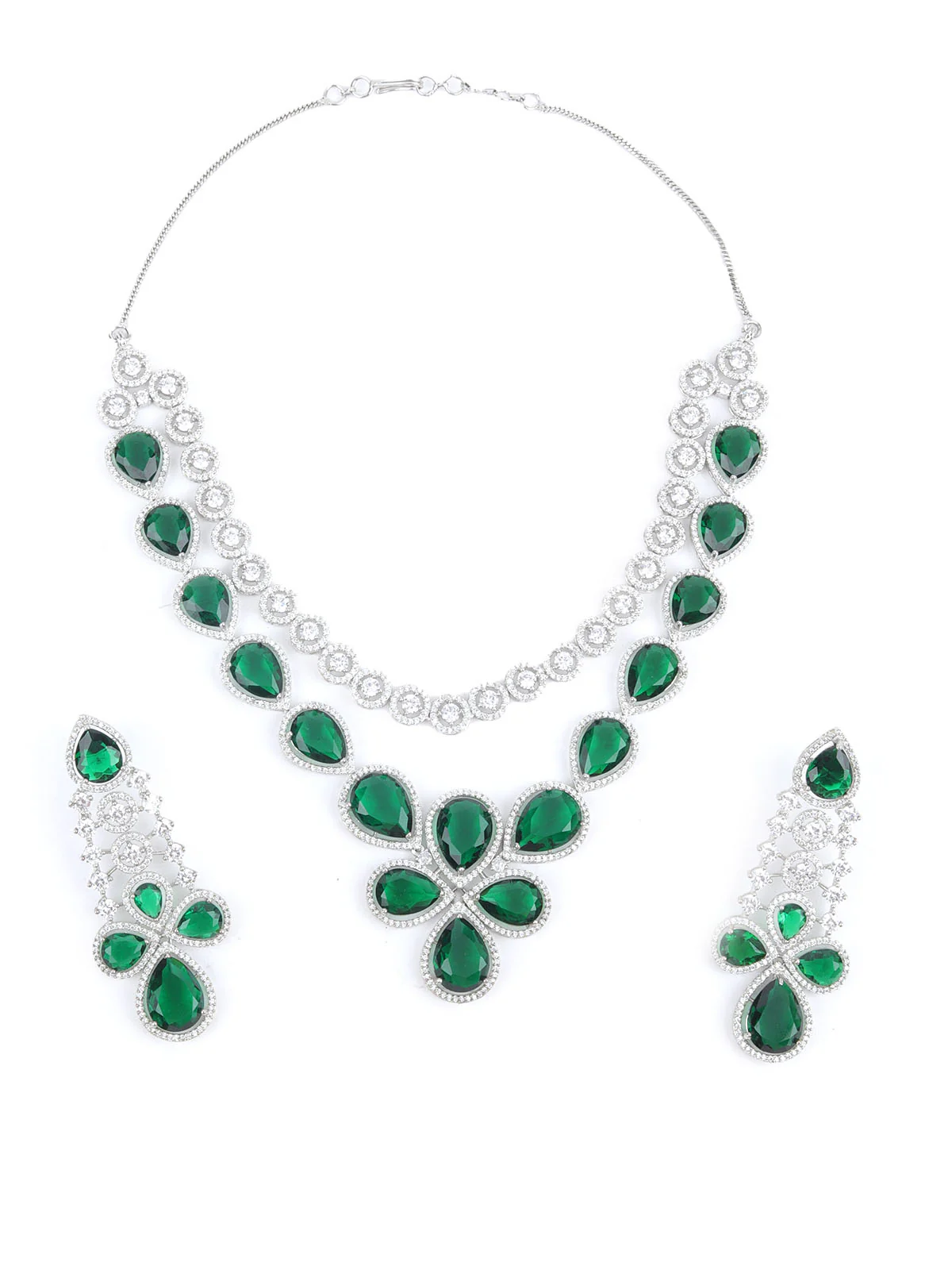 Odette Dark Green Alloy Embellished Jewellery Set For Women - Image 3