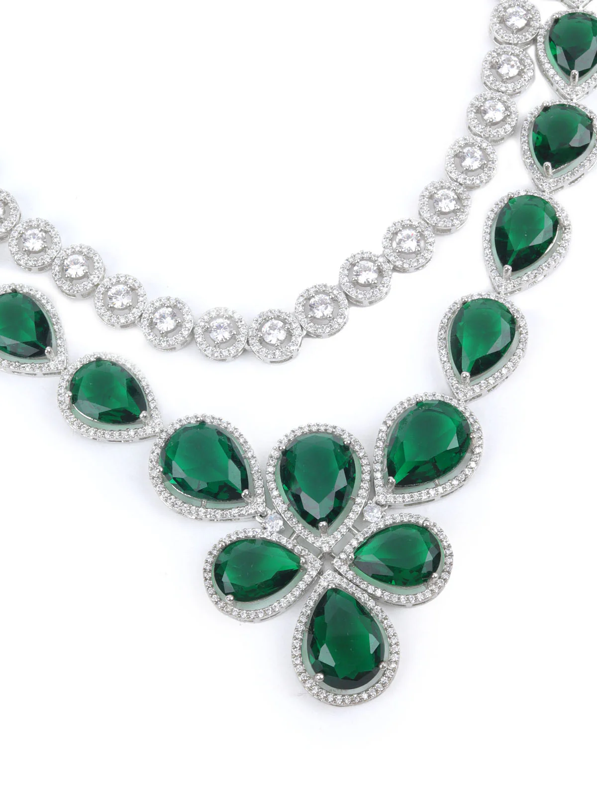 Odette Dark Green Alloy Embellished Jewellery Set For Women - Image 4