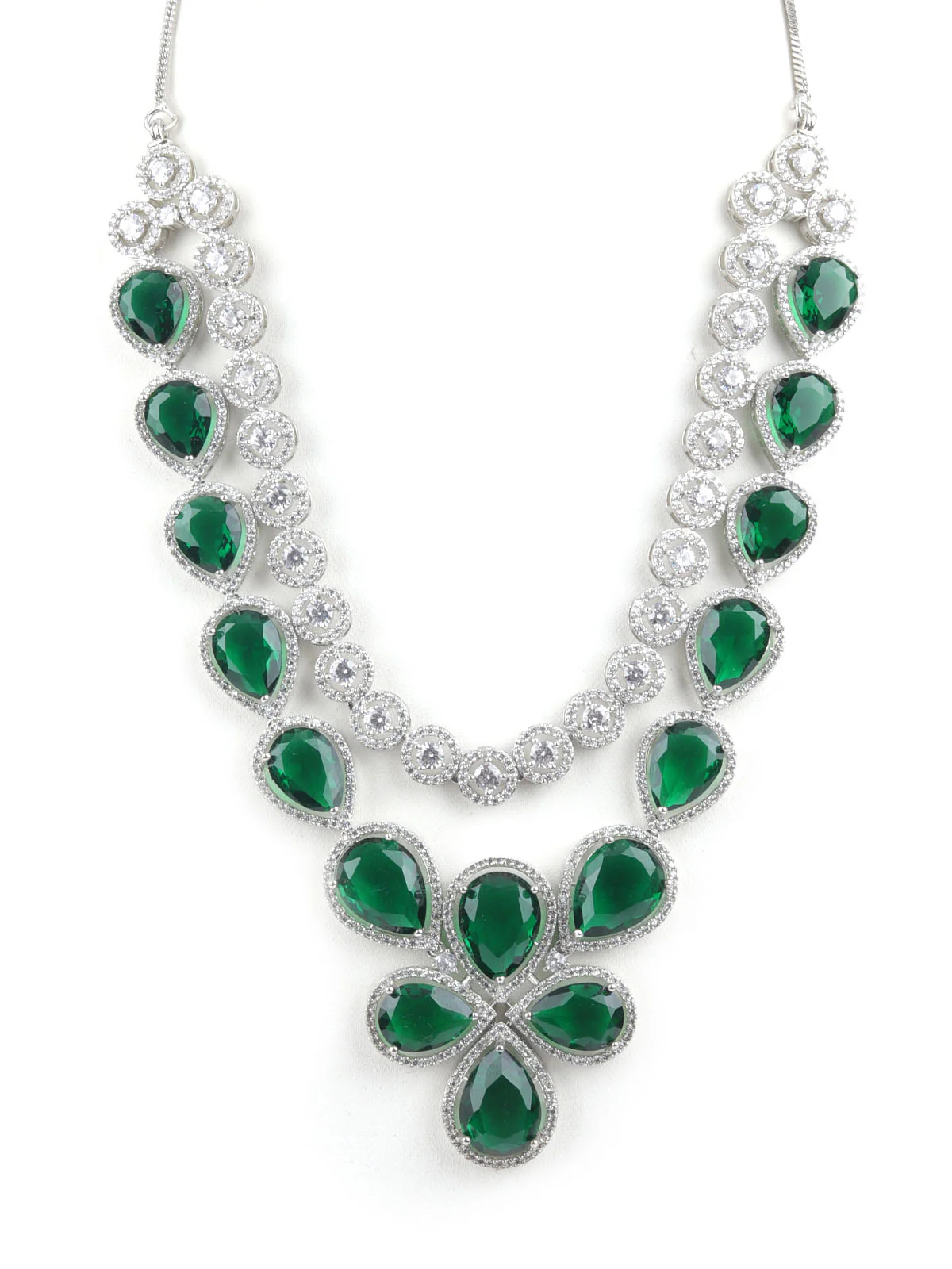 Odette Dark Green Alloy Embellished Jewellery Set For Women - Image 5
