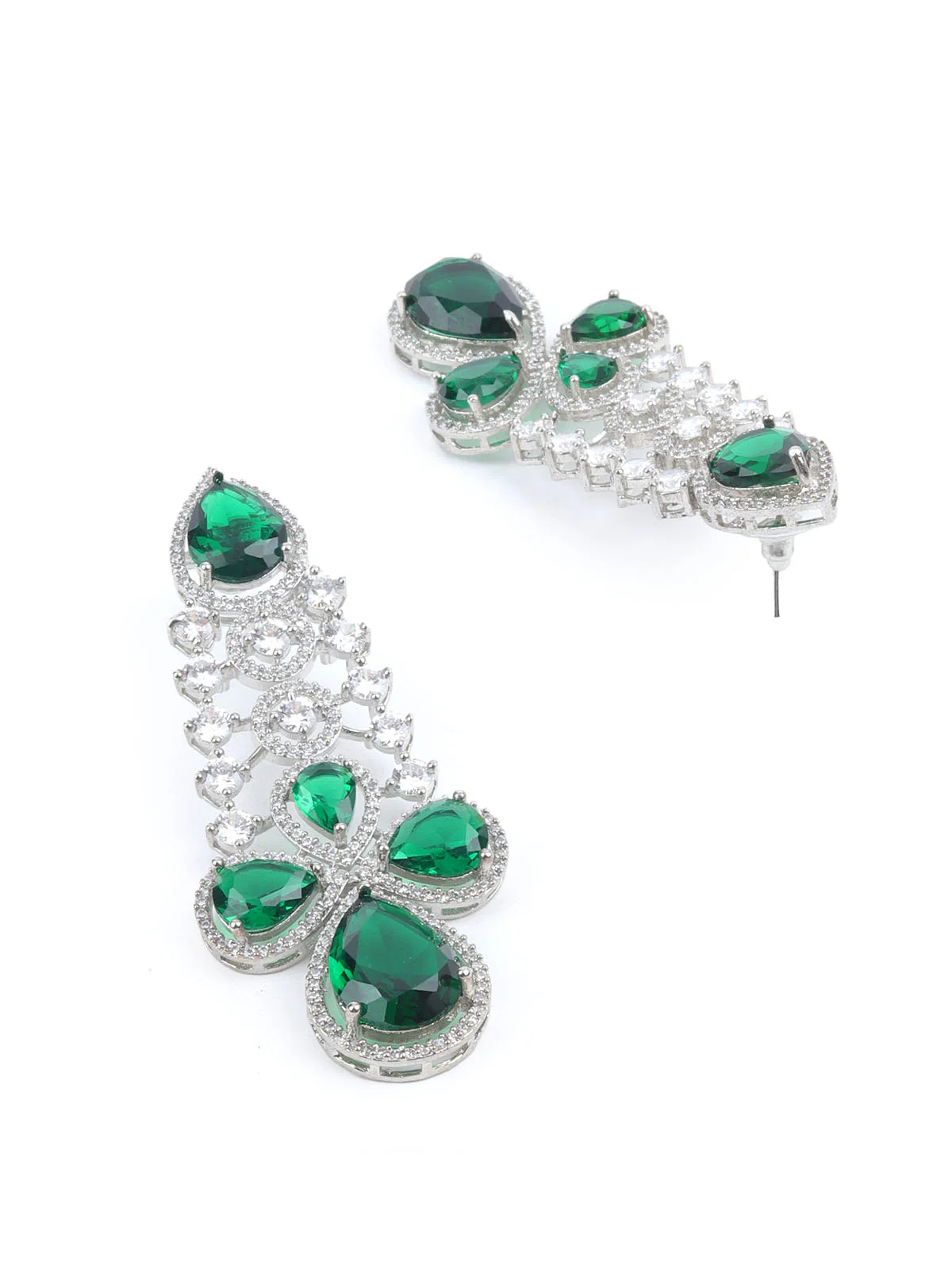 Odette Dark Green Alloy Embellished Jewellery Set For Women - Image 6