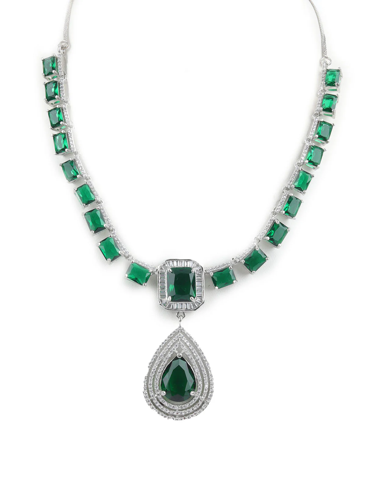 Odette Dark Green Alloy Embellished Jewellery Set For Women - Image 5