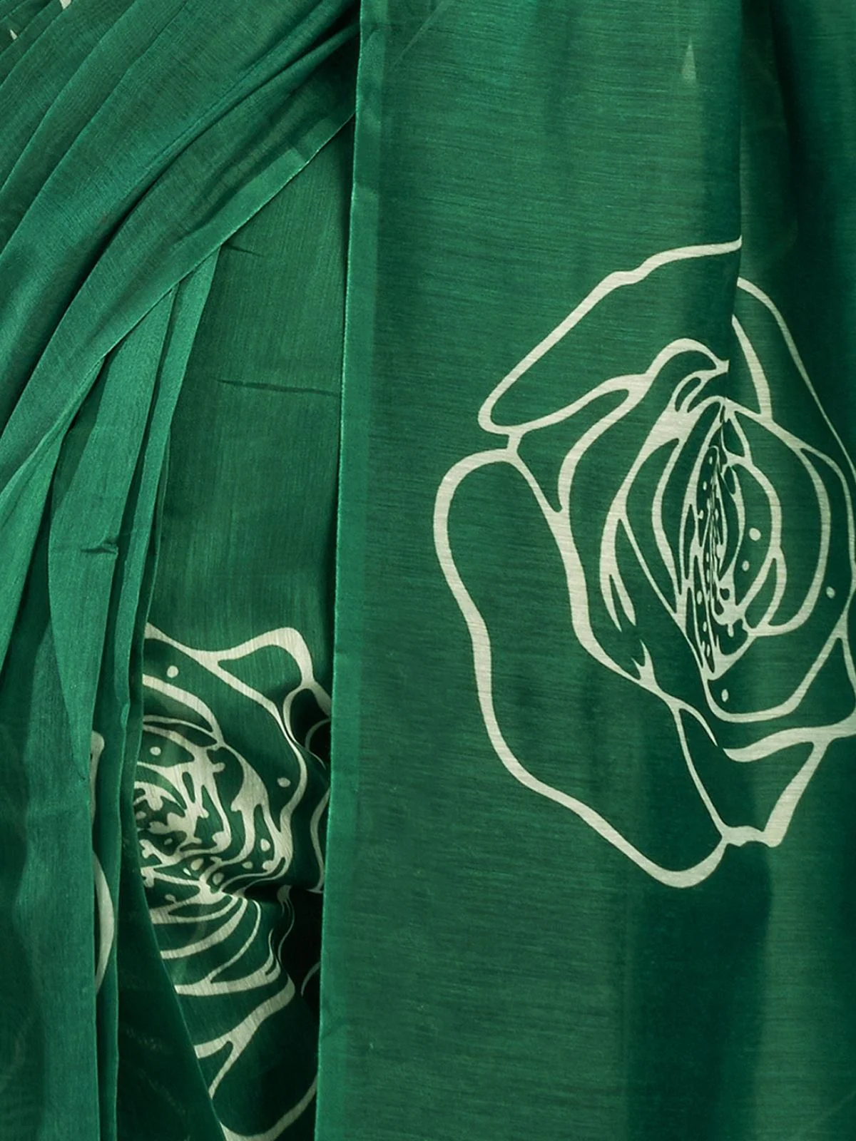 Odette Dark Green Cotton Linen Zari Work Saree For Women - Image 5