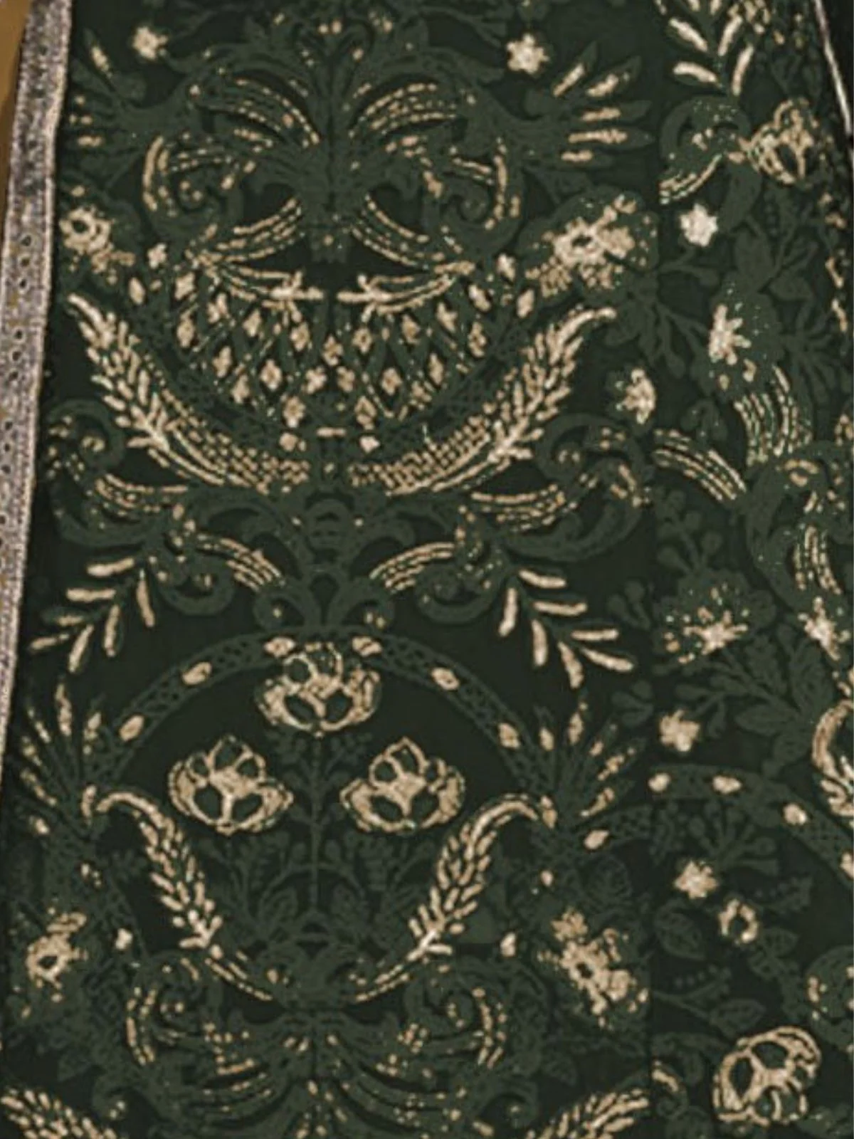 Odette Dark Green Embroidered Georgette Semi-Stitched Kurta Set For Women - Image 3