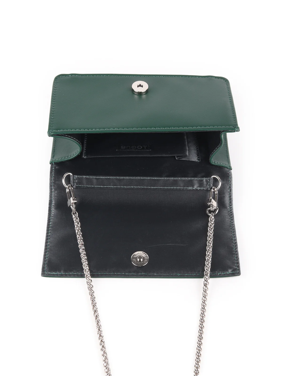 Odette Dark Green Faux Stone Tassels Embellished Clutch For Women - Image 4