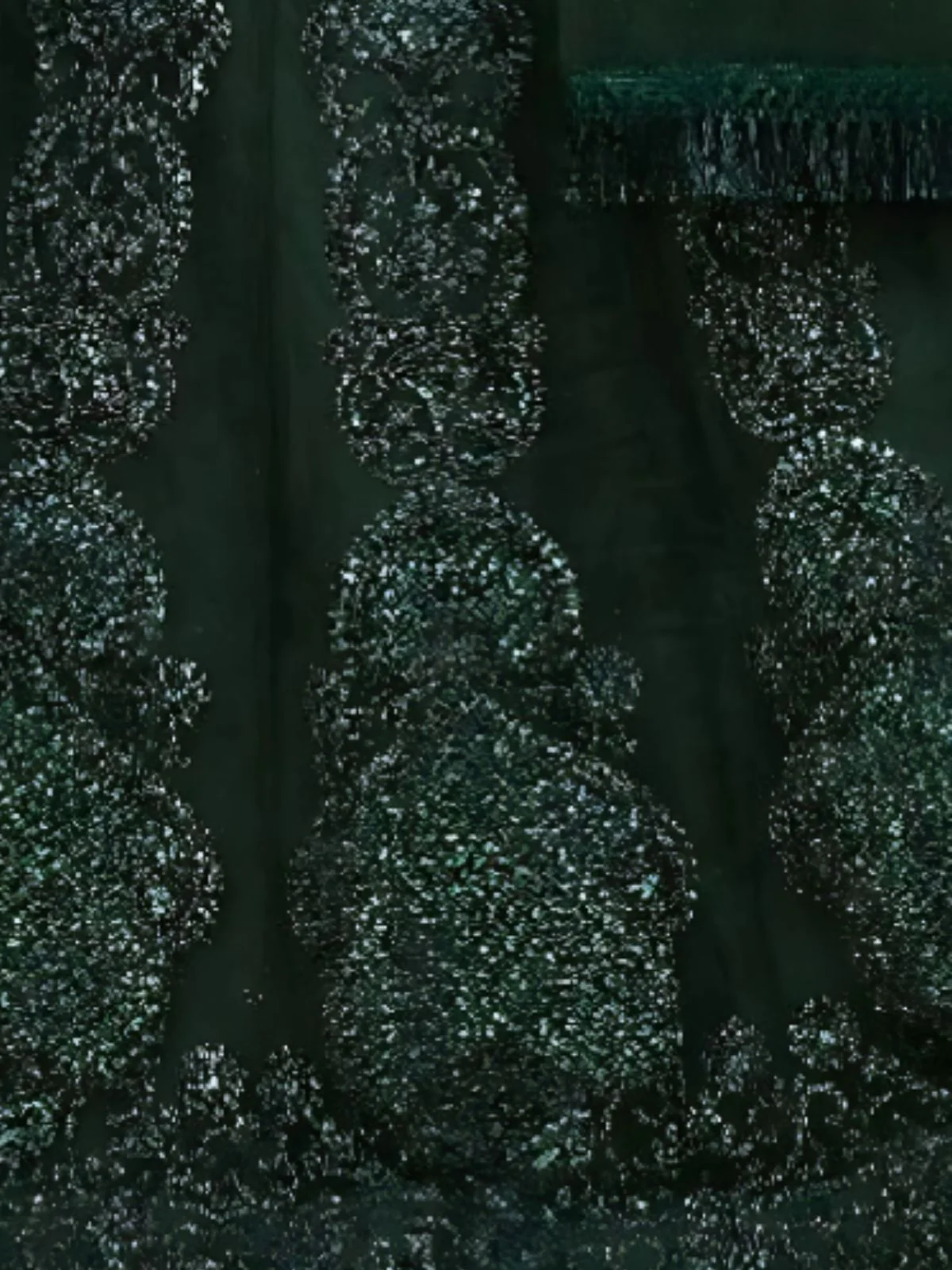 Odette Dark Green Net Embellished Semi-Stitched Lehenga For Women - Image 4