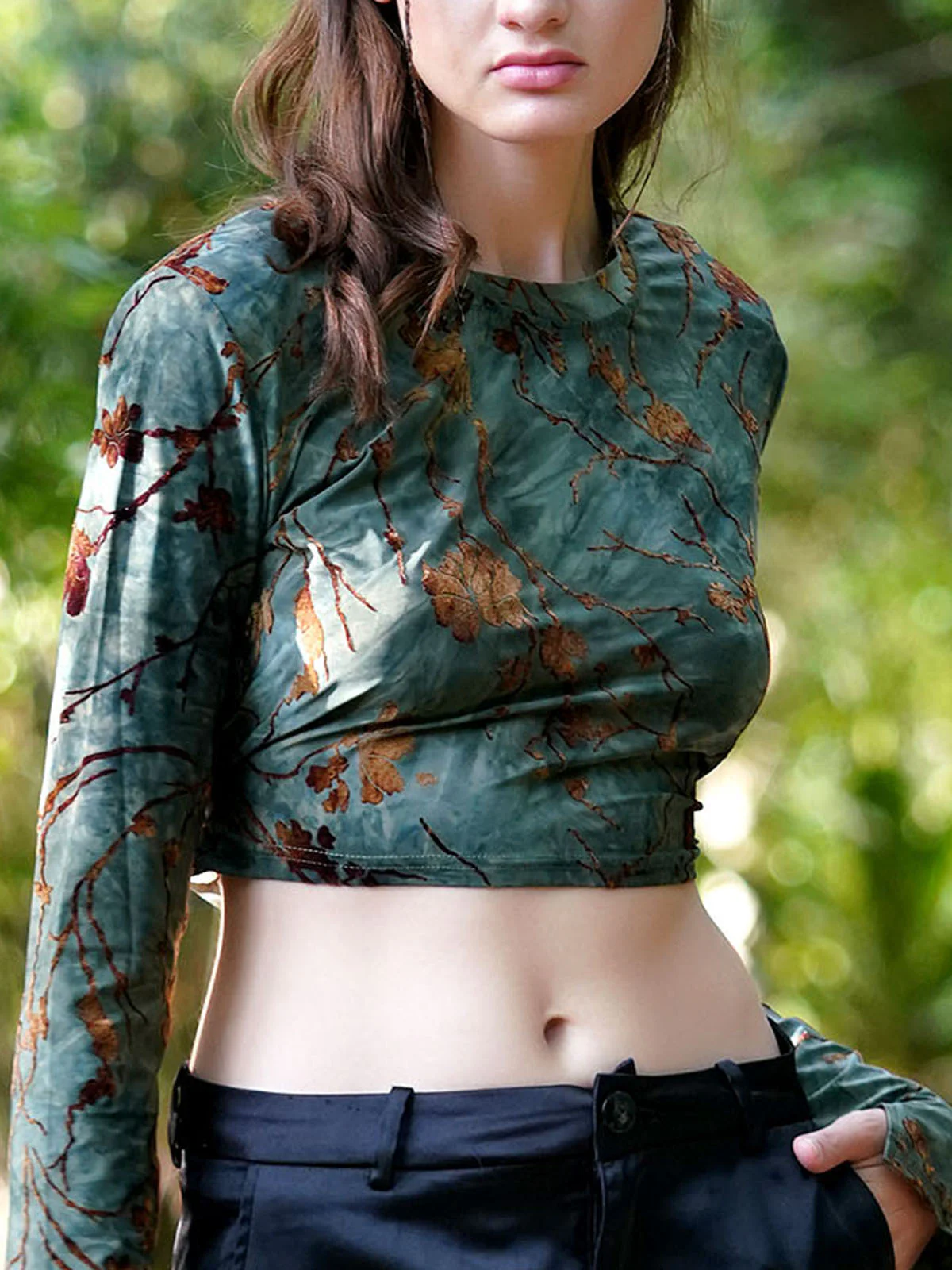 Odette Dark Green Polyester Lycra With Velvet Top For Women - Image 5