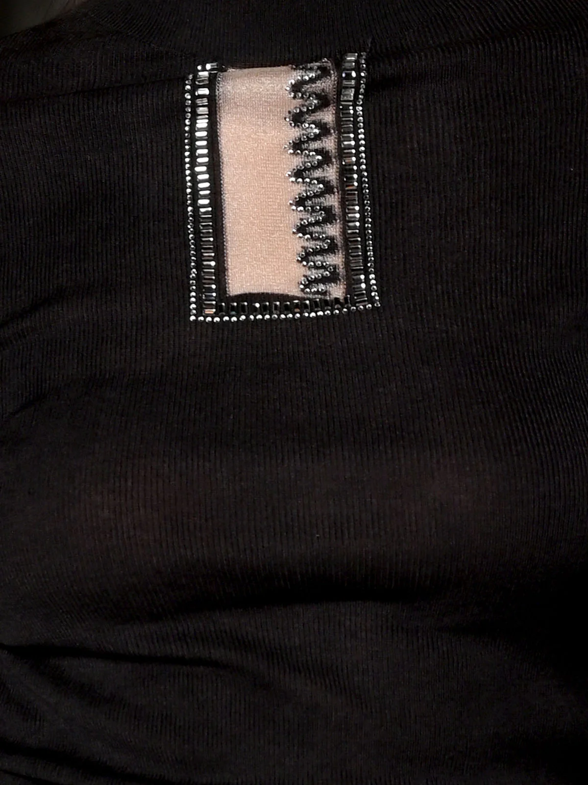 Odette Dark Grey Polyester Lycra Patterned Top For Women - Image 5