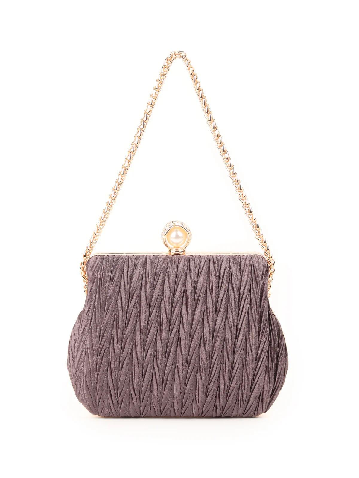 Odette Dark Grey Textured Clutch for Women - Image 3