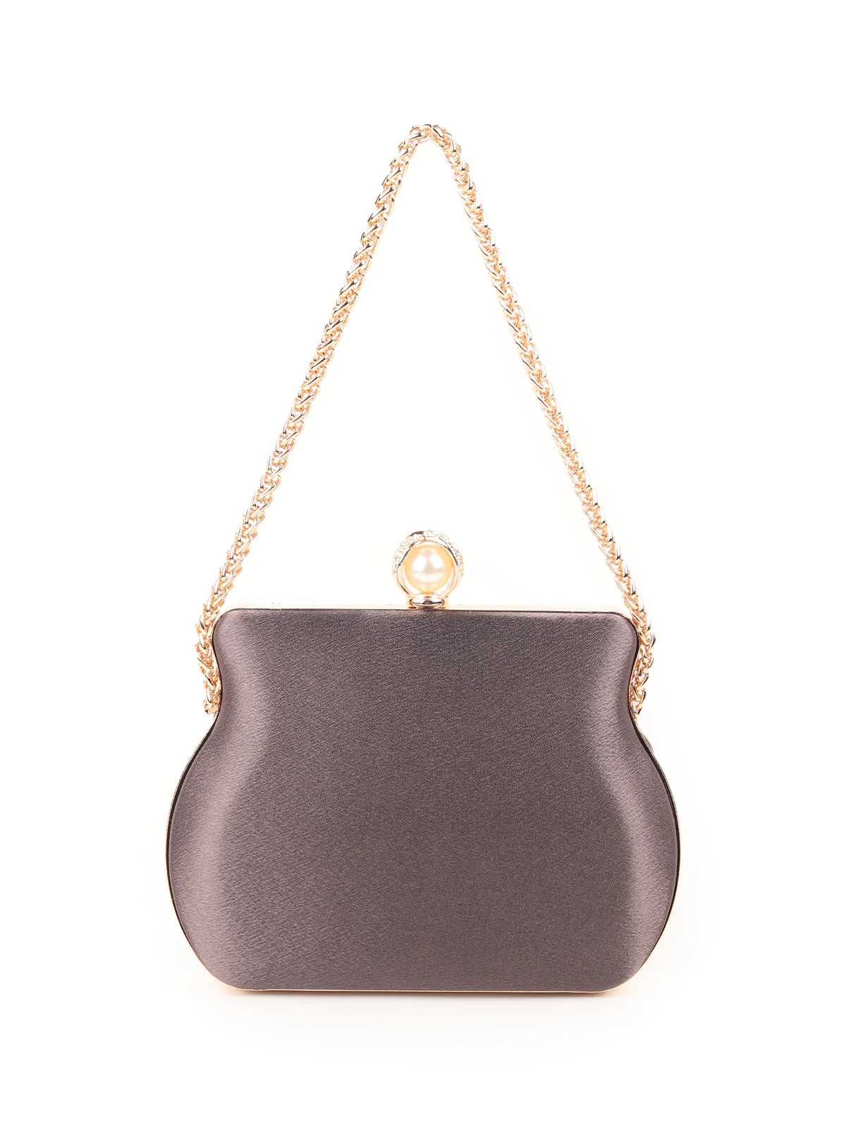 Odette Dark Grey Textured Clutch for Women - Image 6