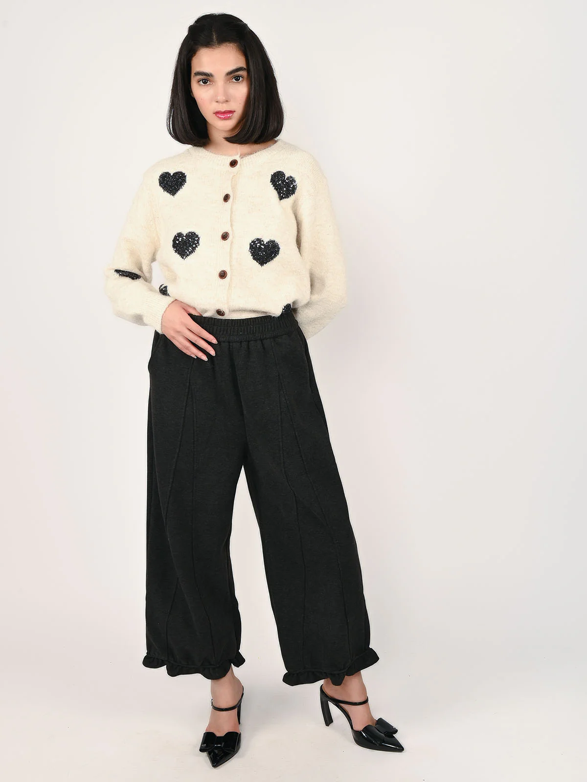 Odette Dark Grey Wool Solid Trouser For Women - Image 5