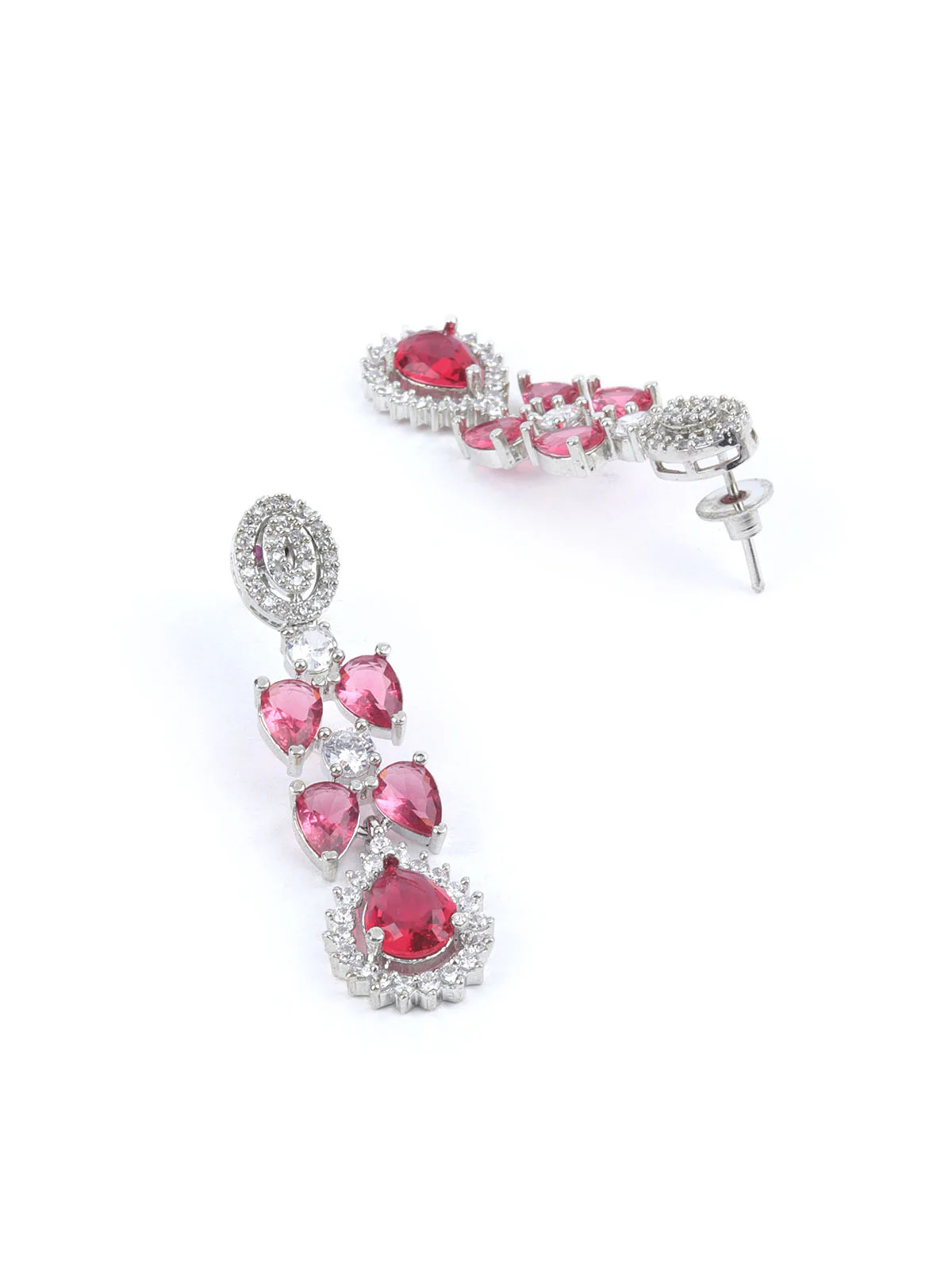 Odette Dark Pink Alloy Embellished Jewellery Set For Women - Image 7