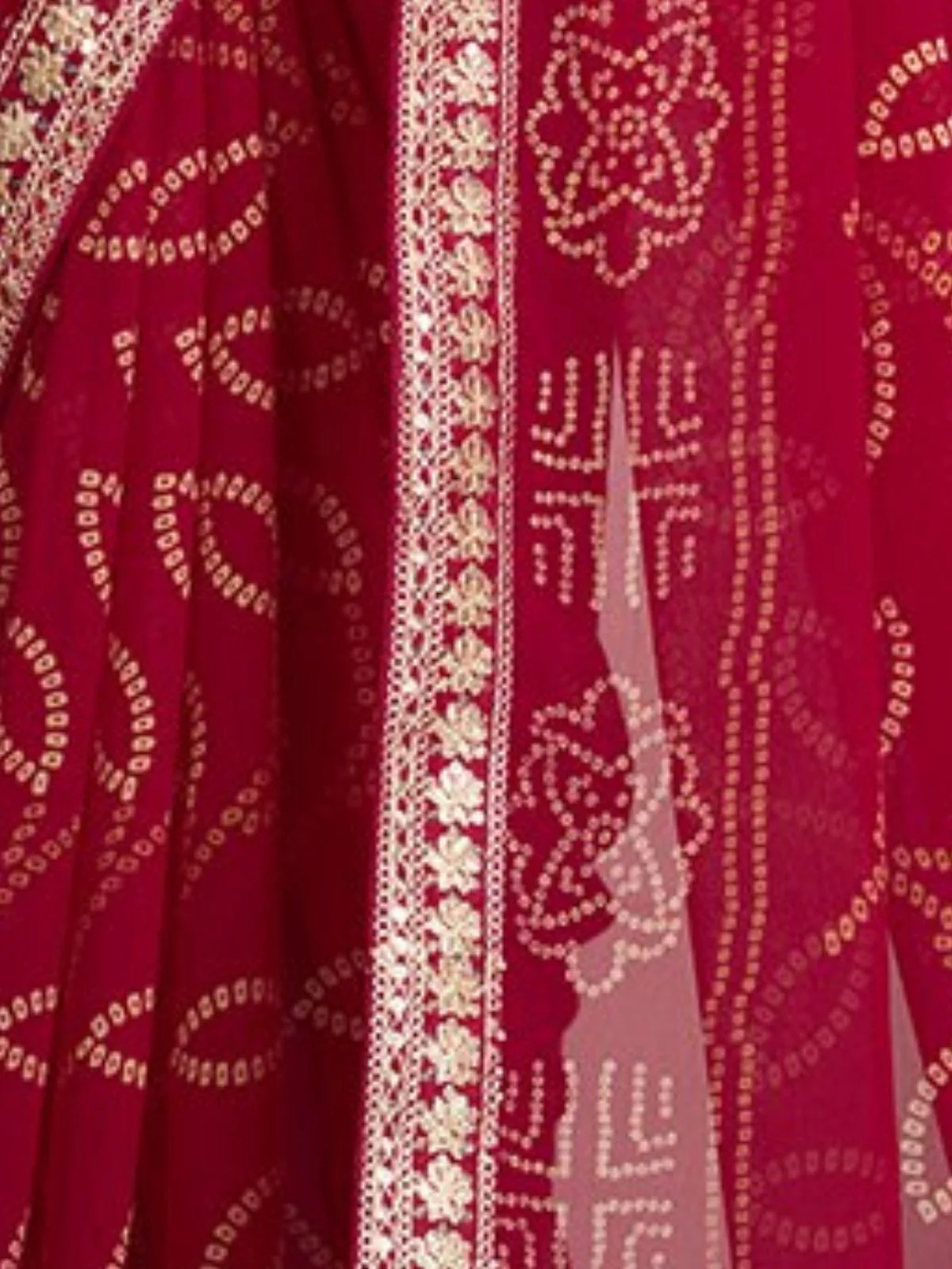 Odette Dark Pink Georgette Printed Saree For Women - Image 3