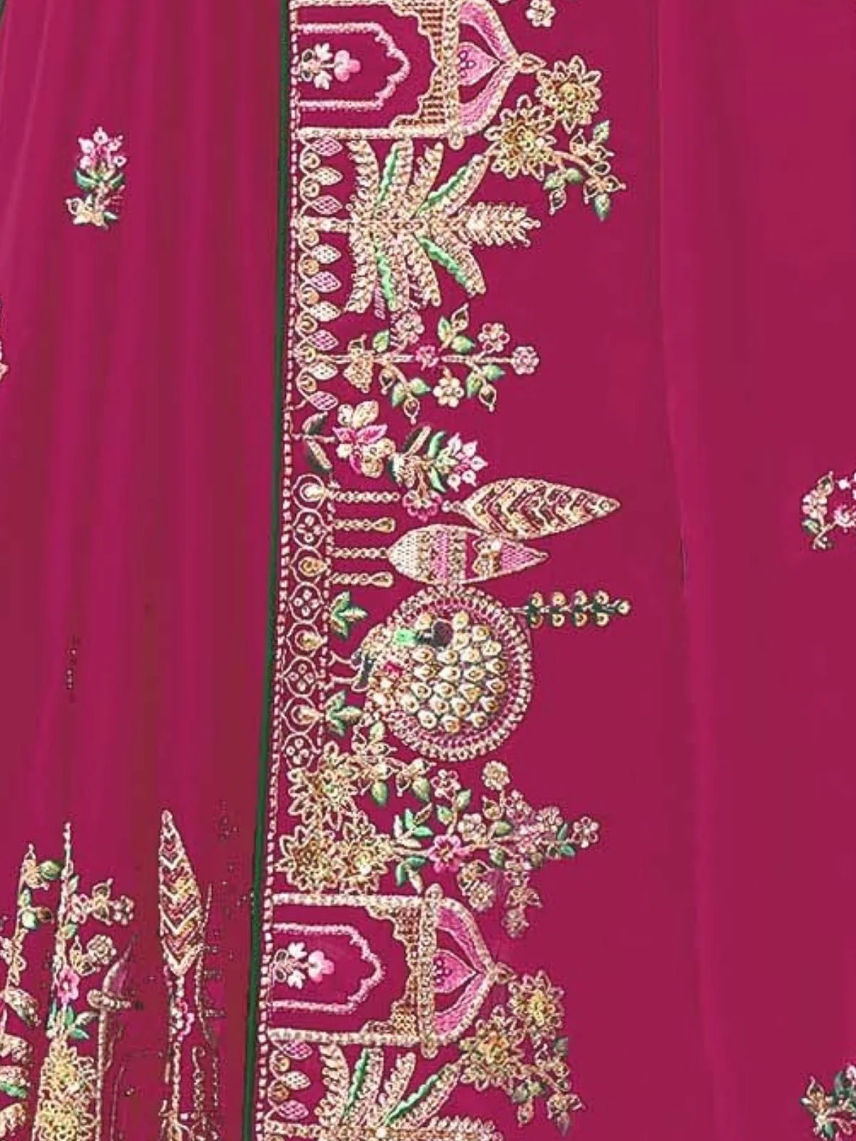 Odette Dark Pink Satin Embroidered Saree For Women - Image 3