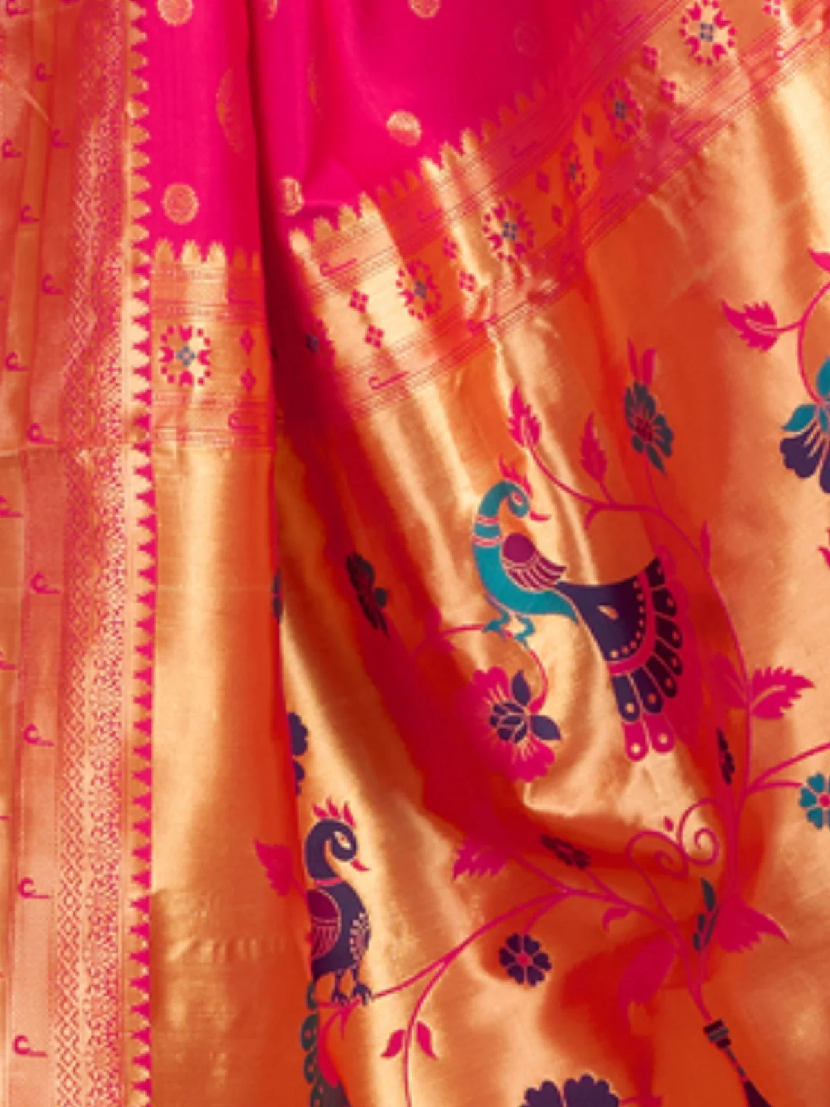 Odette Dark Pink Silk Blend Woven Pithani Saree For Women - Image 6
