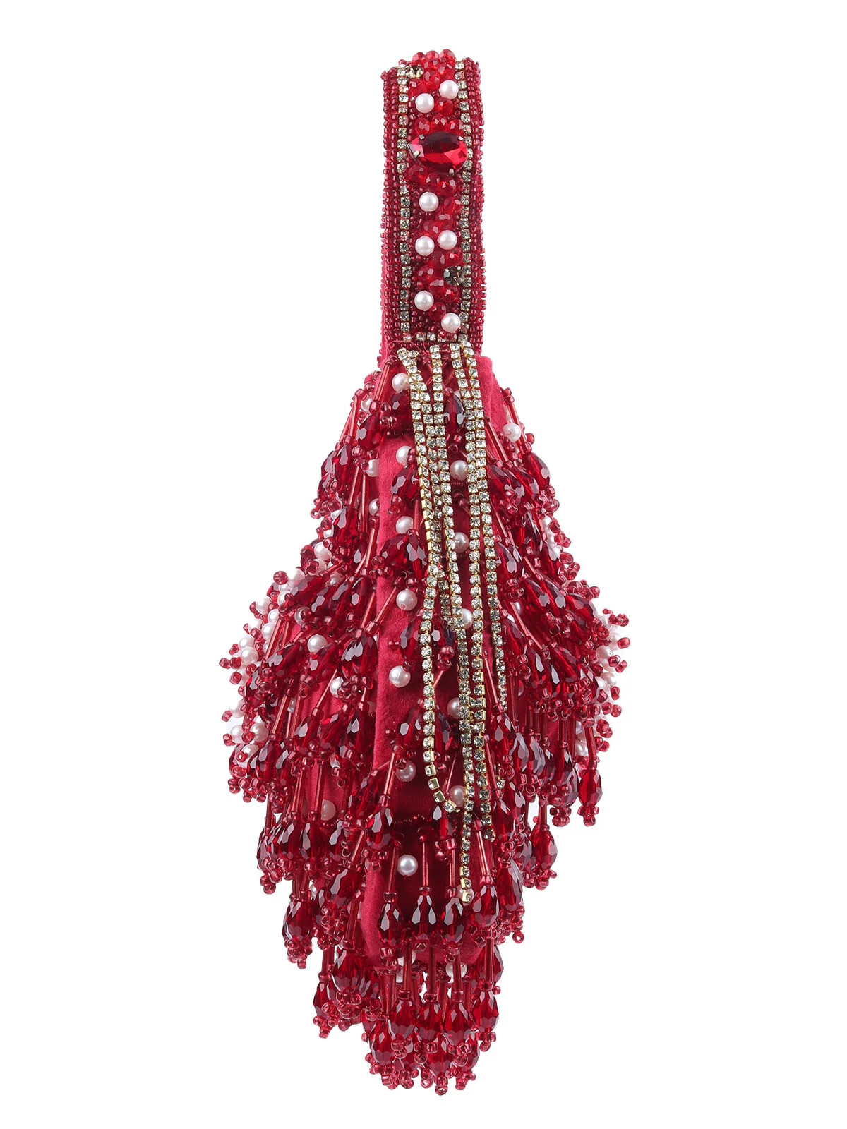 Odette Dark Pink Suede Embellished Potli For Women - Image 4