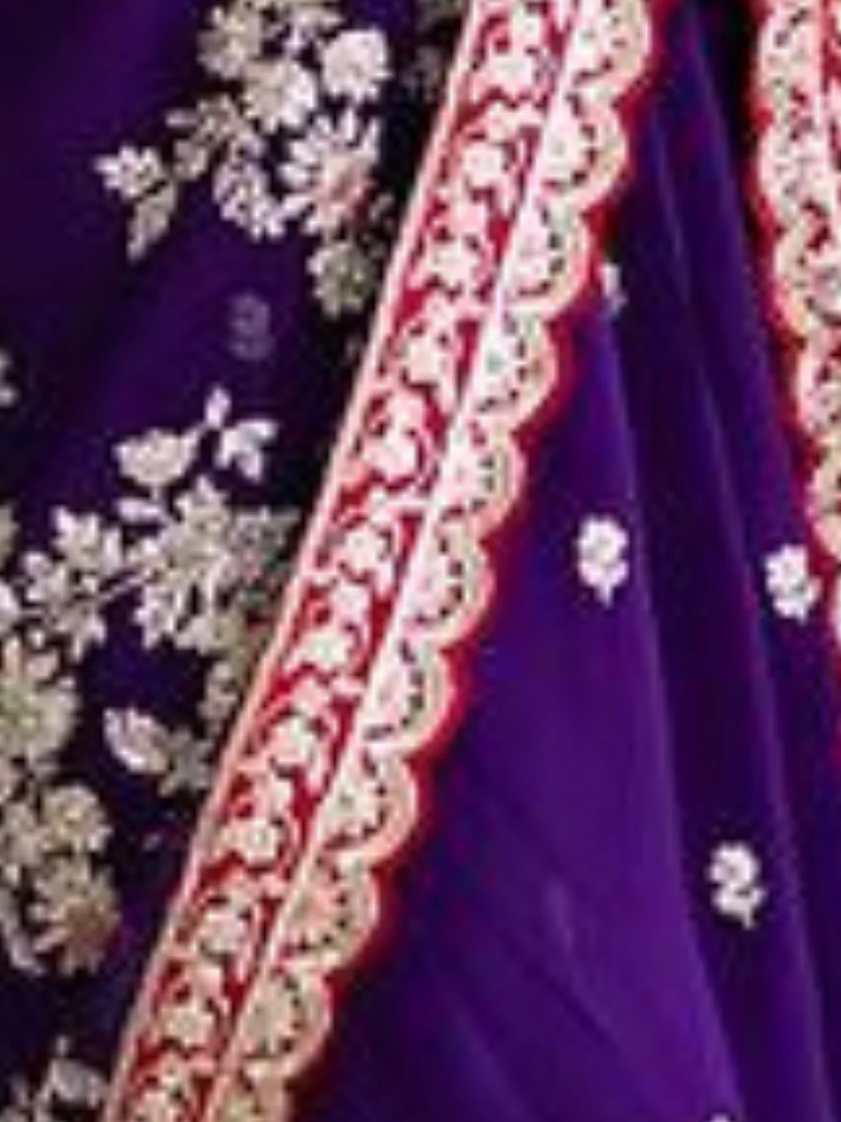 Odette Dark Purple Georgette Embellished Saree For Women - Image 5