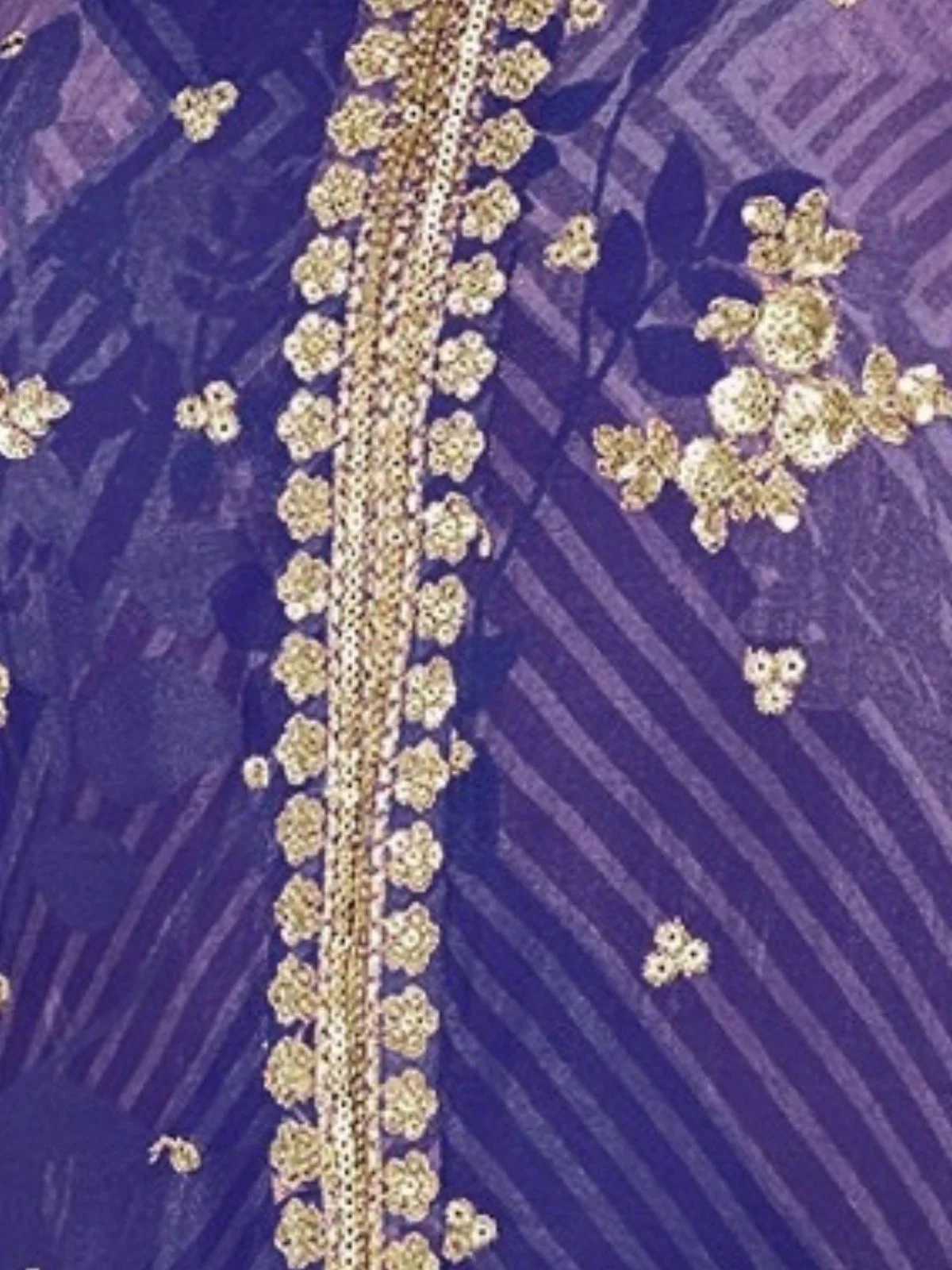Odette Dark Purple Georgette Embellished Stitched Kurta Set For Women - Image 3
