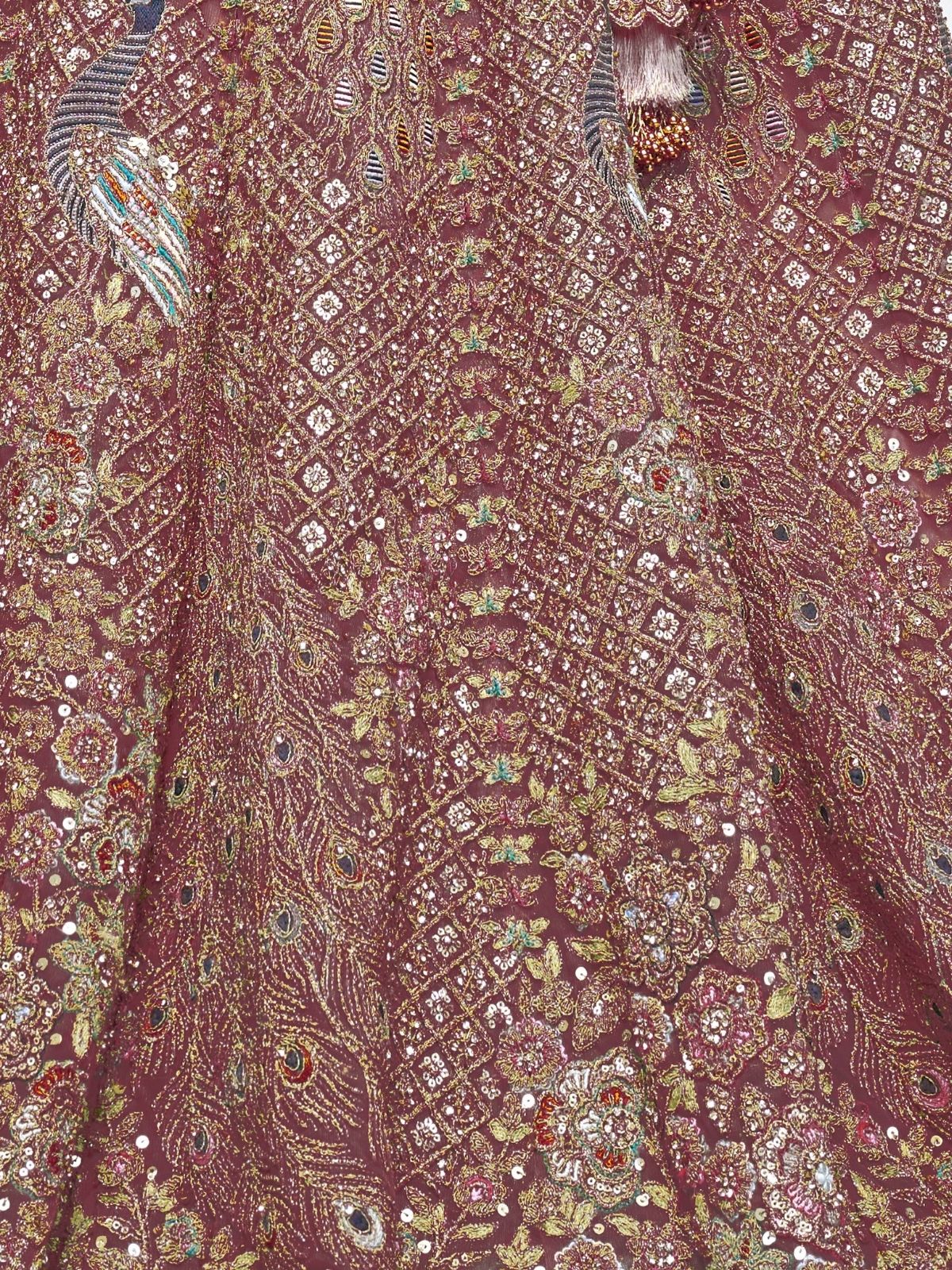Odette Dark Purple Soft Net Embroidered Semi-Stitched Lehenga With Unstitched Blouse For Women - Image 6