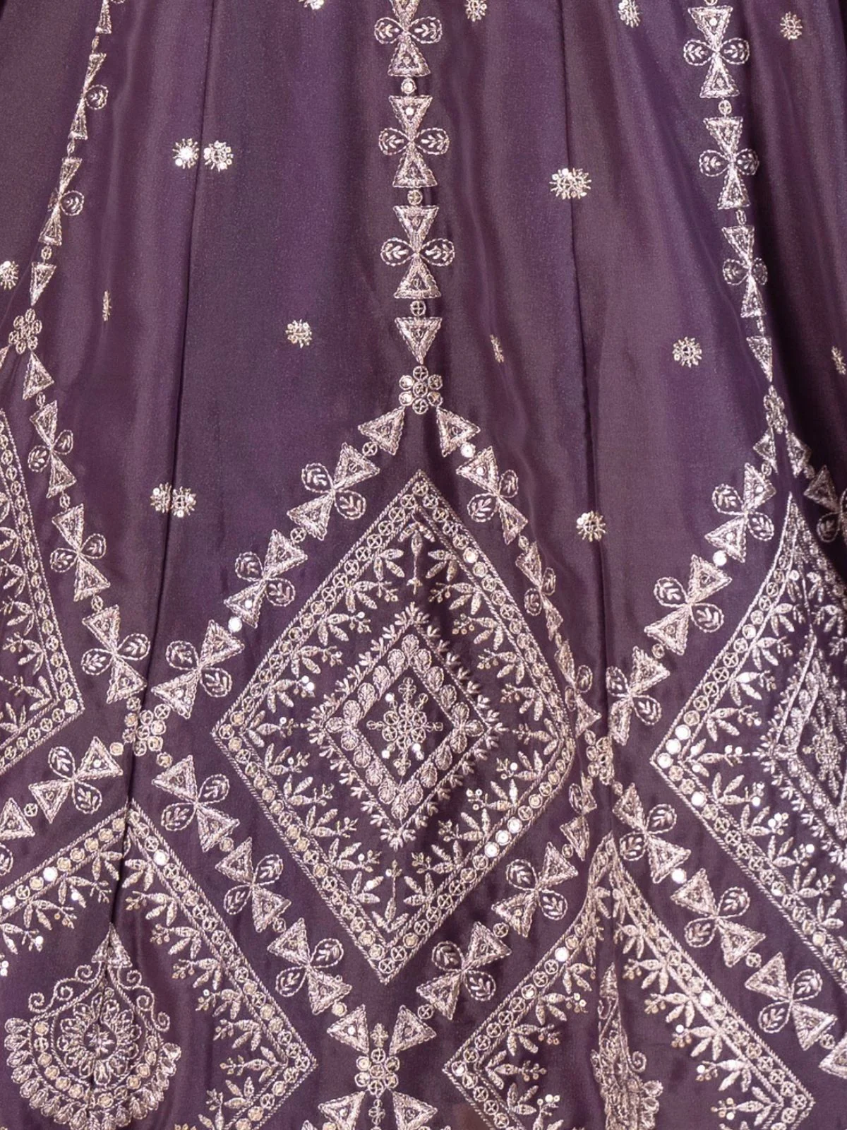 Odette Dusty Purple Georgette Embellished Semi Stitched Lehenga For Women - Image 6