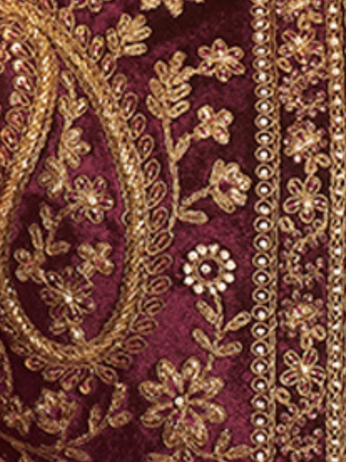 Odette Dusty Wine Organza Embroidered Kurta Set For Women - Image 6