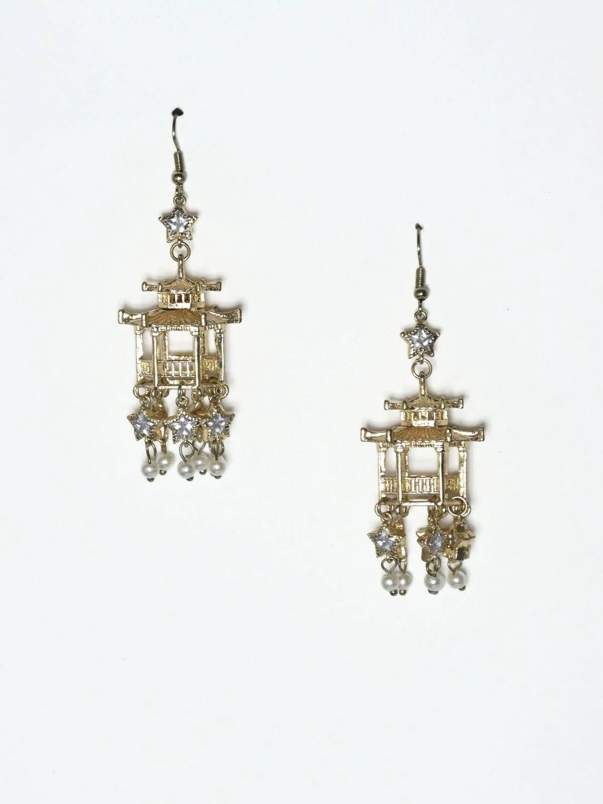 Odette Gold Alloy Embellished Earrings For Women - Image 5