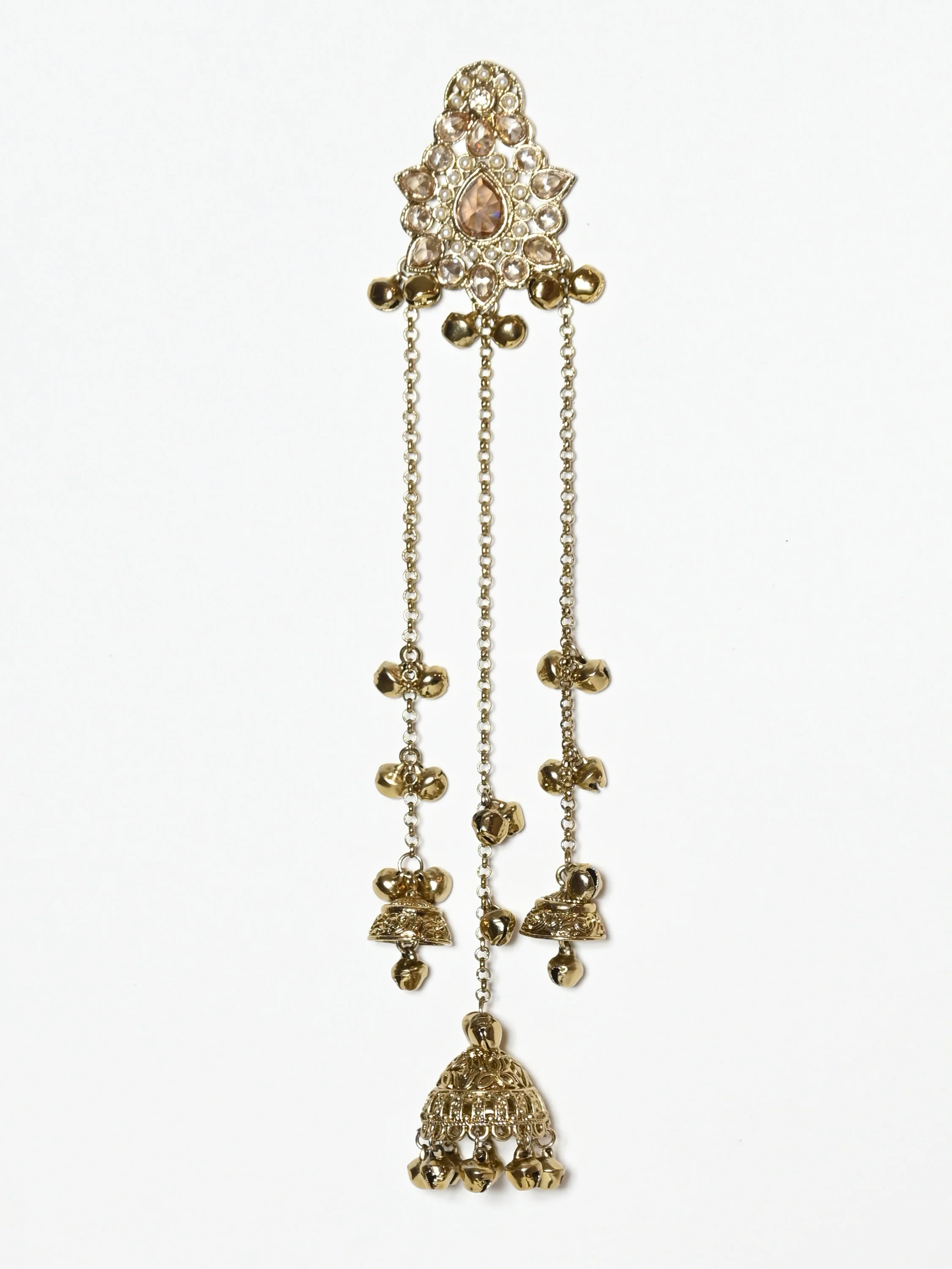 Odette Gold Alloy Pearl And Stone Earrings For Women - Image 4