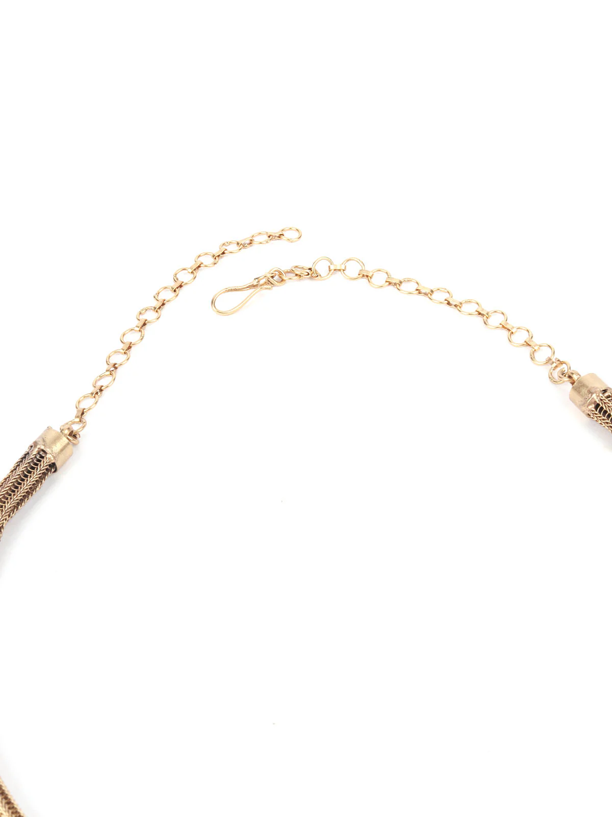 Odette Gold And Magenta Mixed Metal Embellished Neck Piece Set For Women - Image 5
