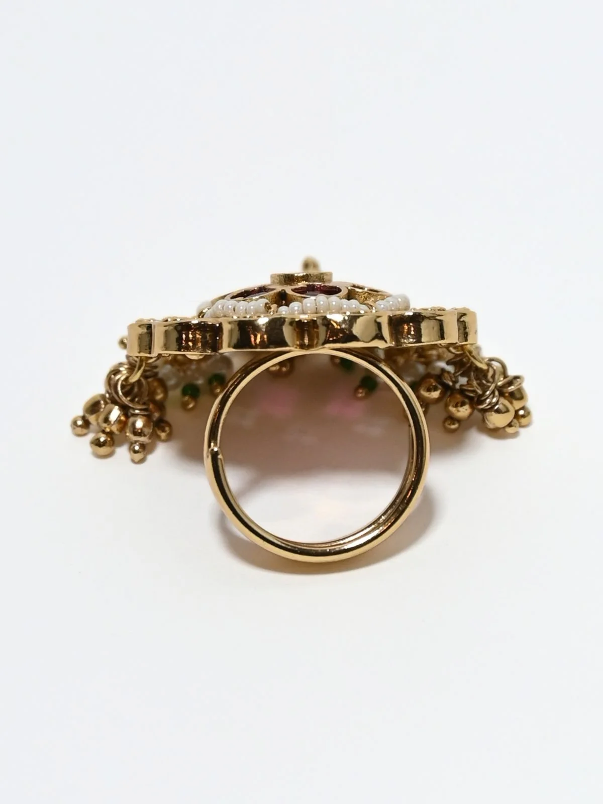 Odette Gold And Pink Alloy Embellished Ring For Women - Image 4