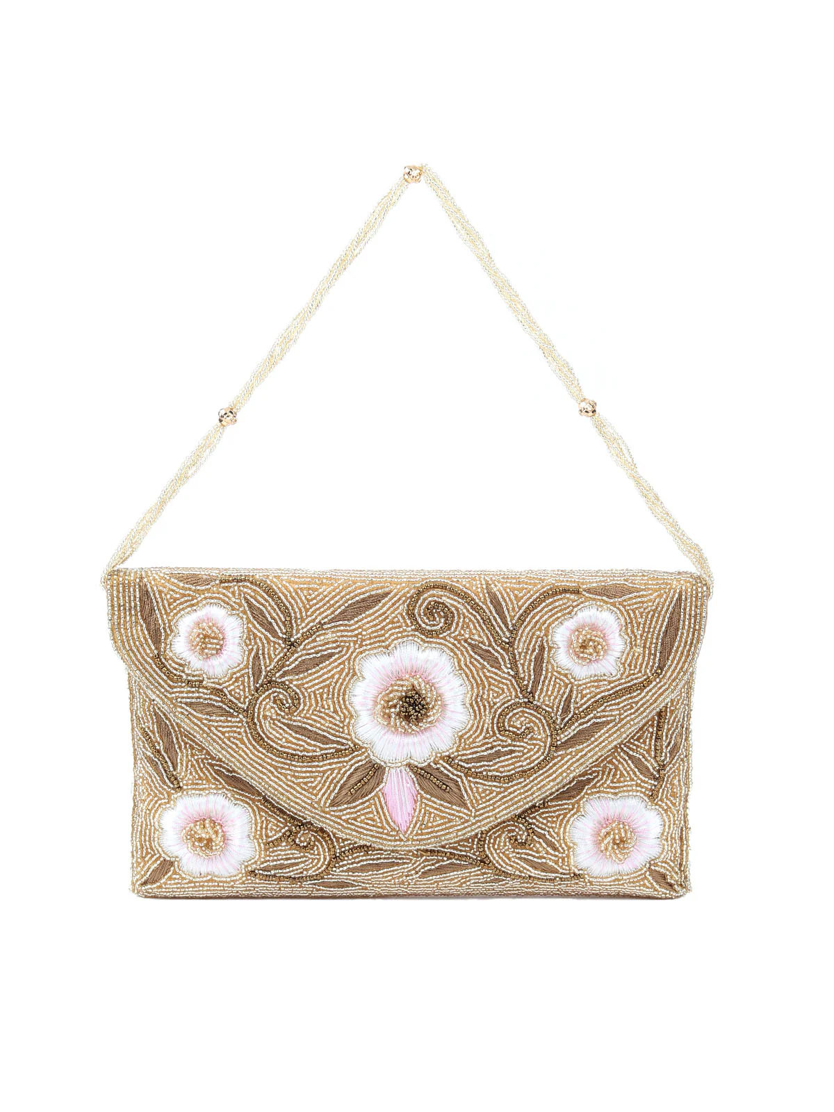 Odette Gold Beads Embellished Clutch Bag For Women - Image 3