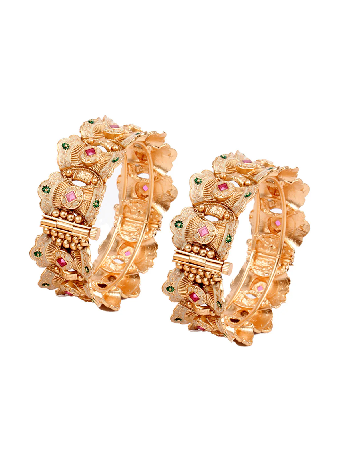 Odette Gold Embellished Bangles For Women-Set Of 2 - Image 4