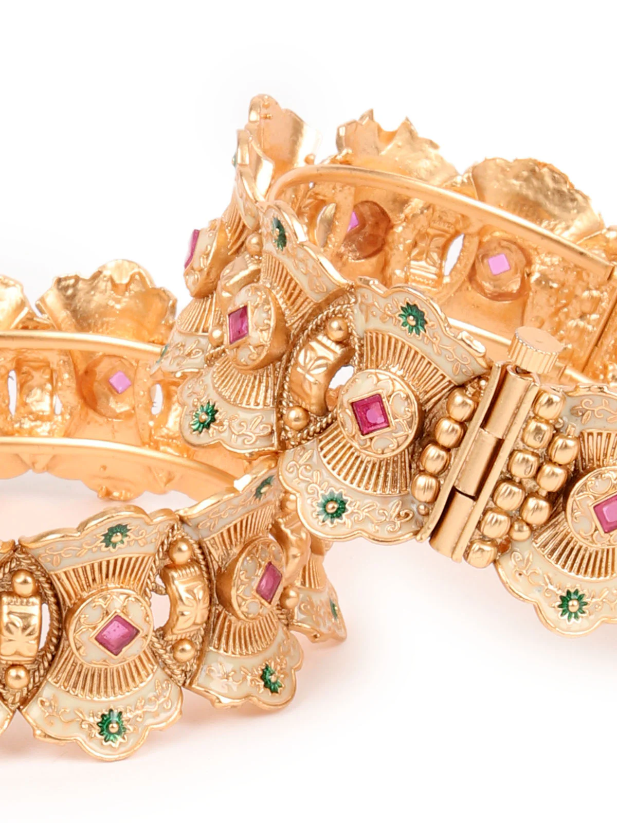 Odette Gold Embellished Bangles For Women-Set Of 2 - Image 7