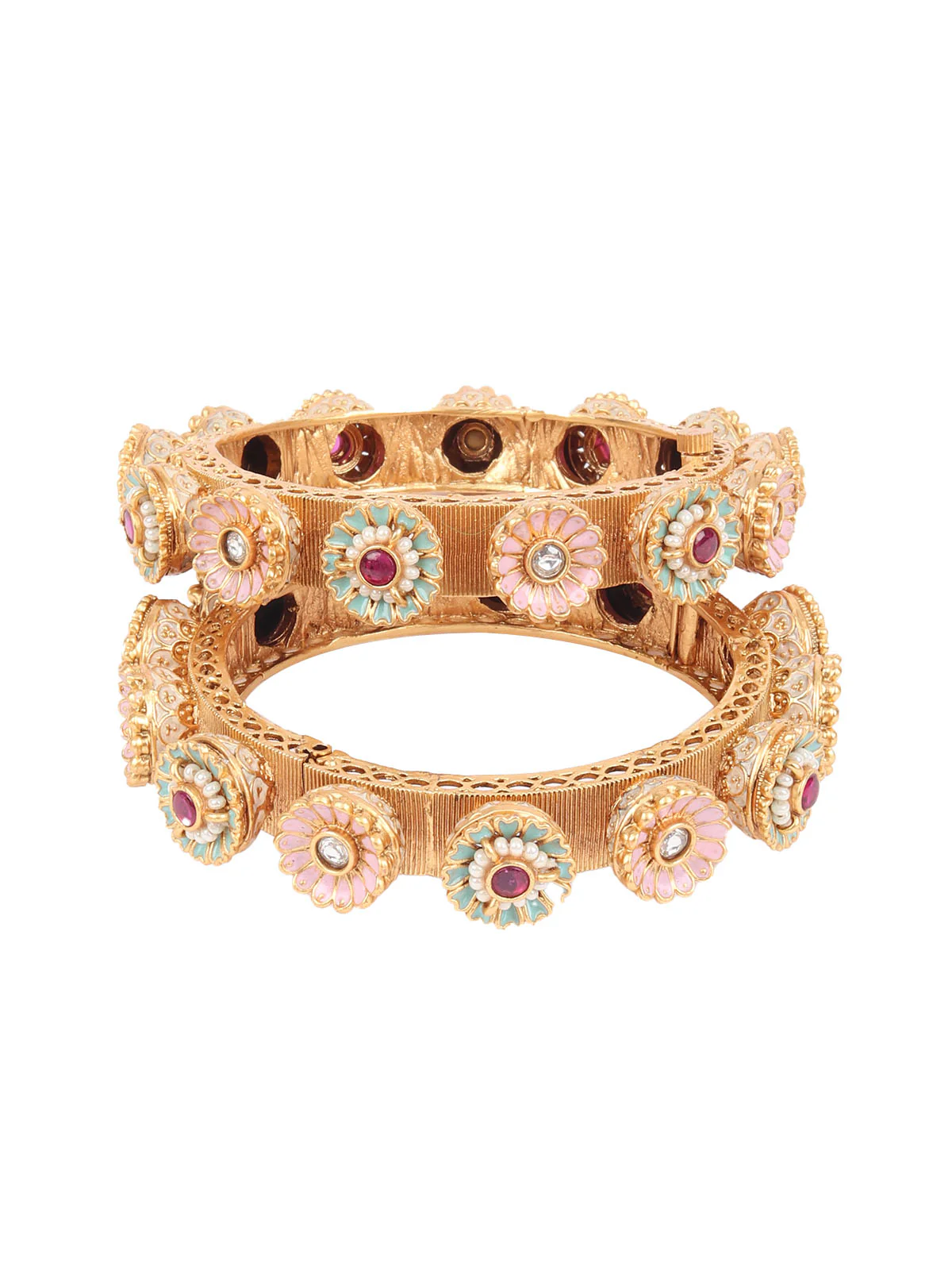 Odette Gold Embellished Bangles For Women-Set Of 2 - Image 5