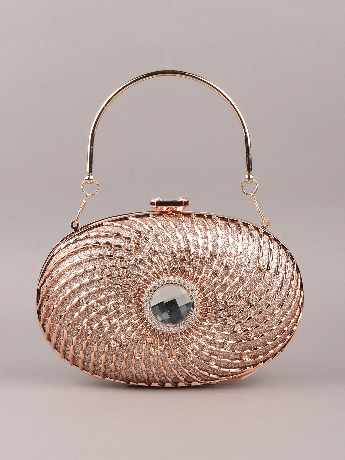 Odette Gold Embellished Clutch For Women - Image 3