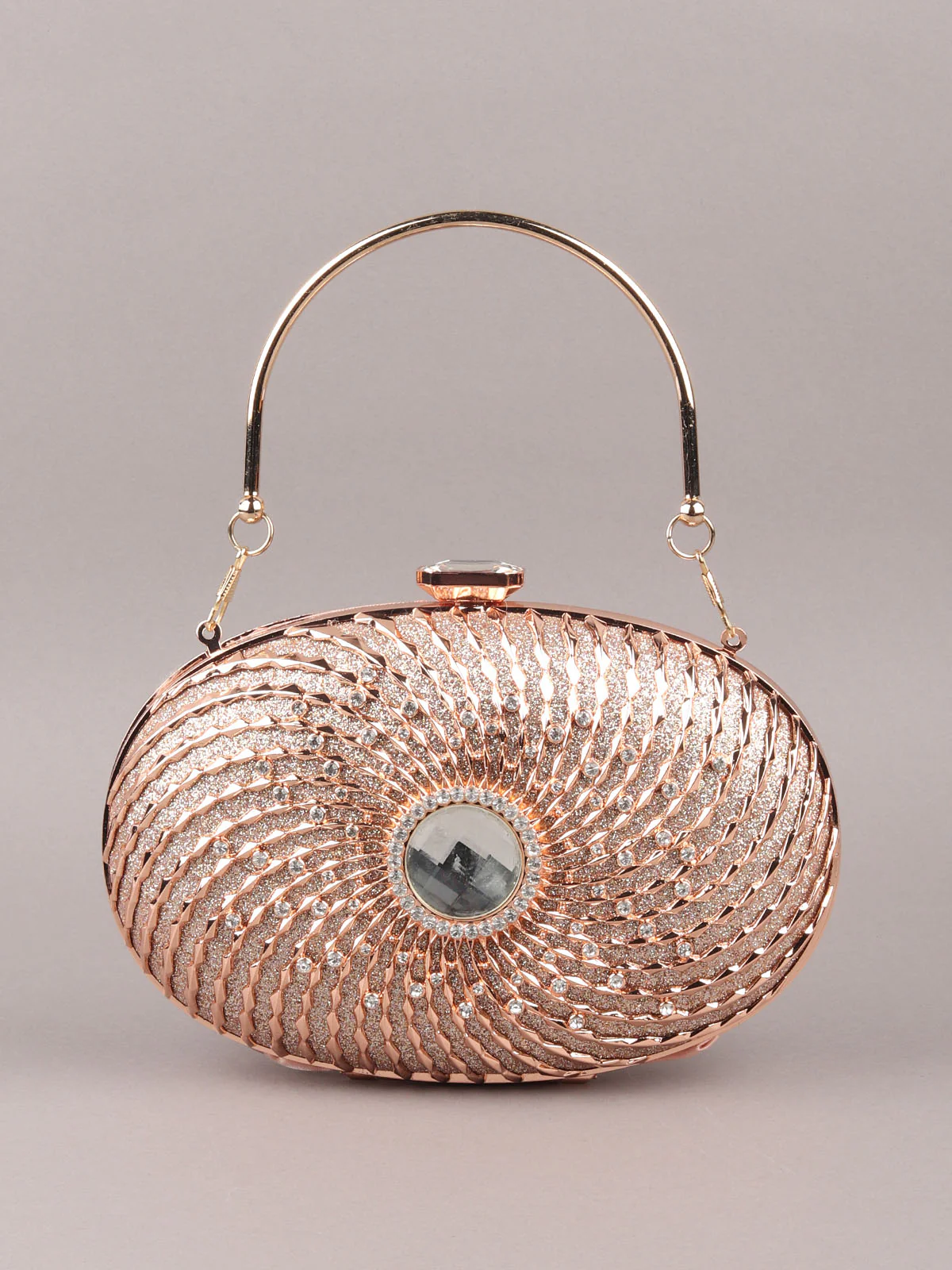 Odette Gold Embellished Clutch For Women - Image 5