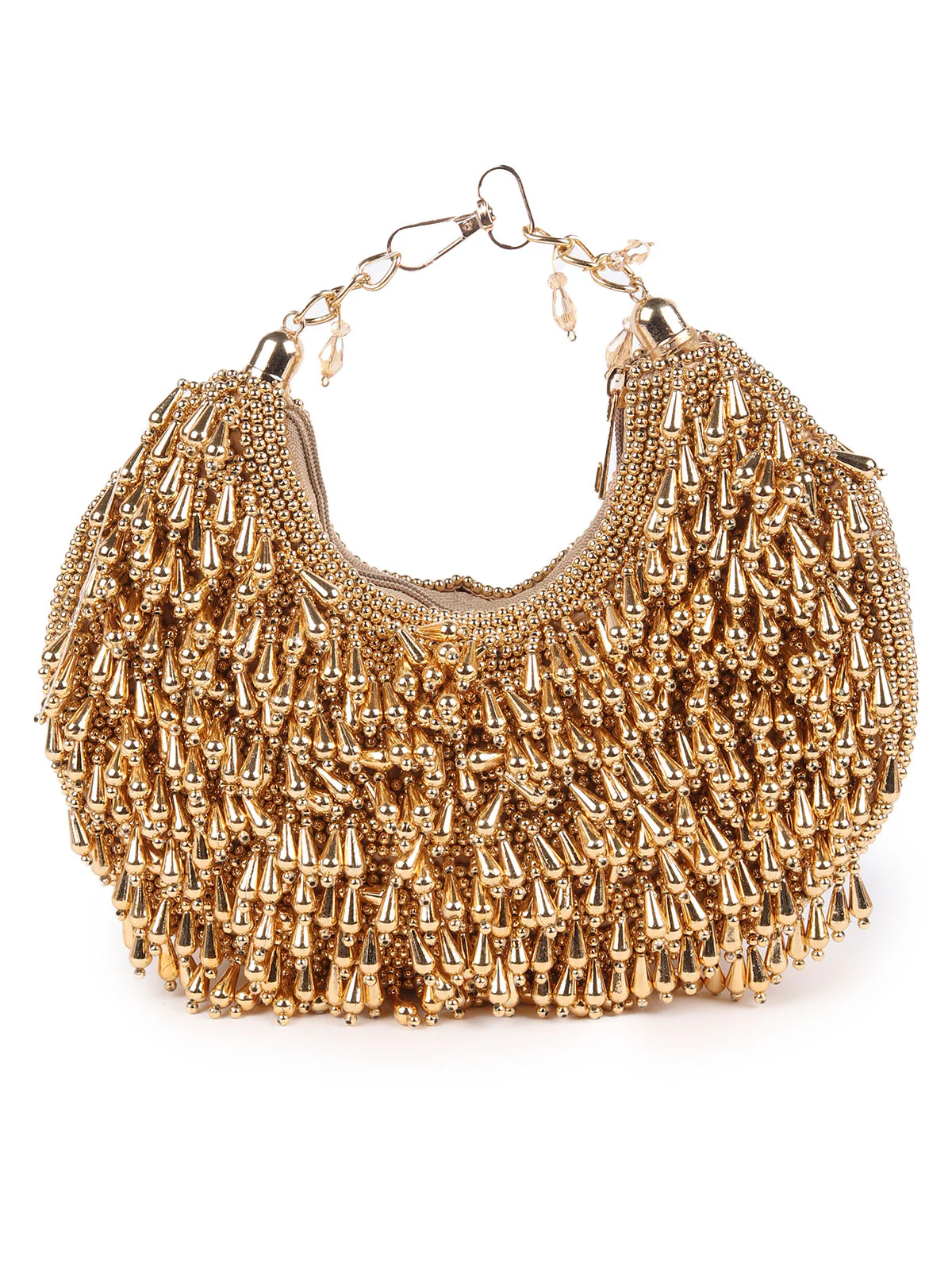 Odette Gold Embellished Clutches For Women - Image 3