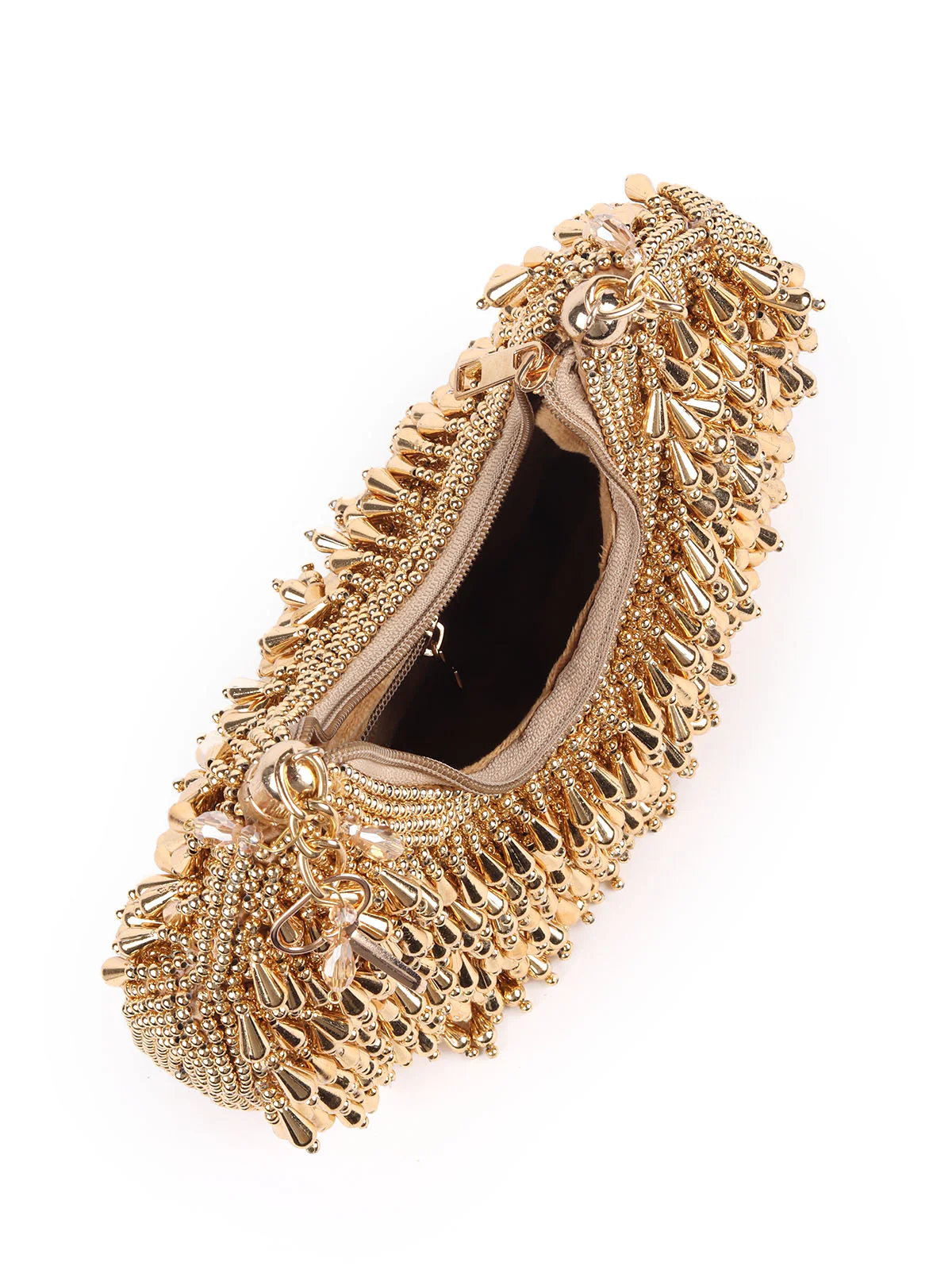 Odette Gold Embellished Clutches For Women - Image 6