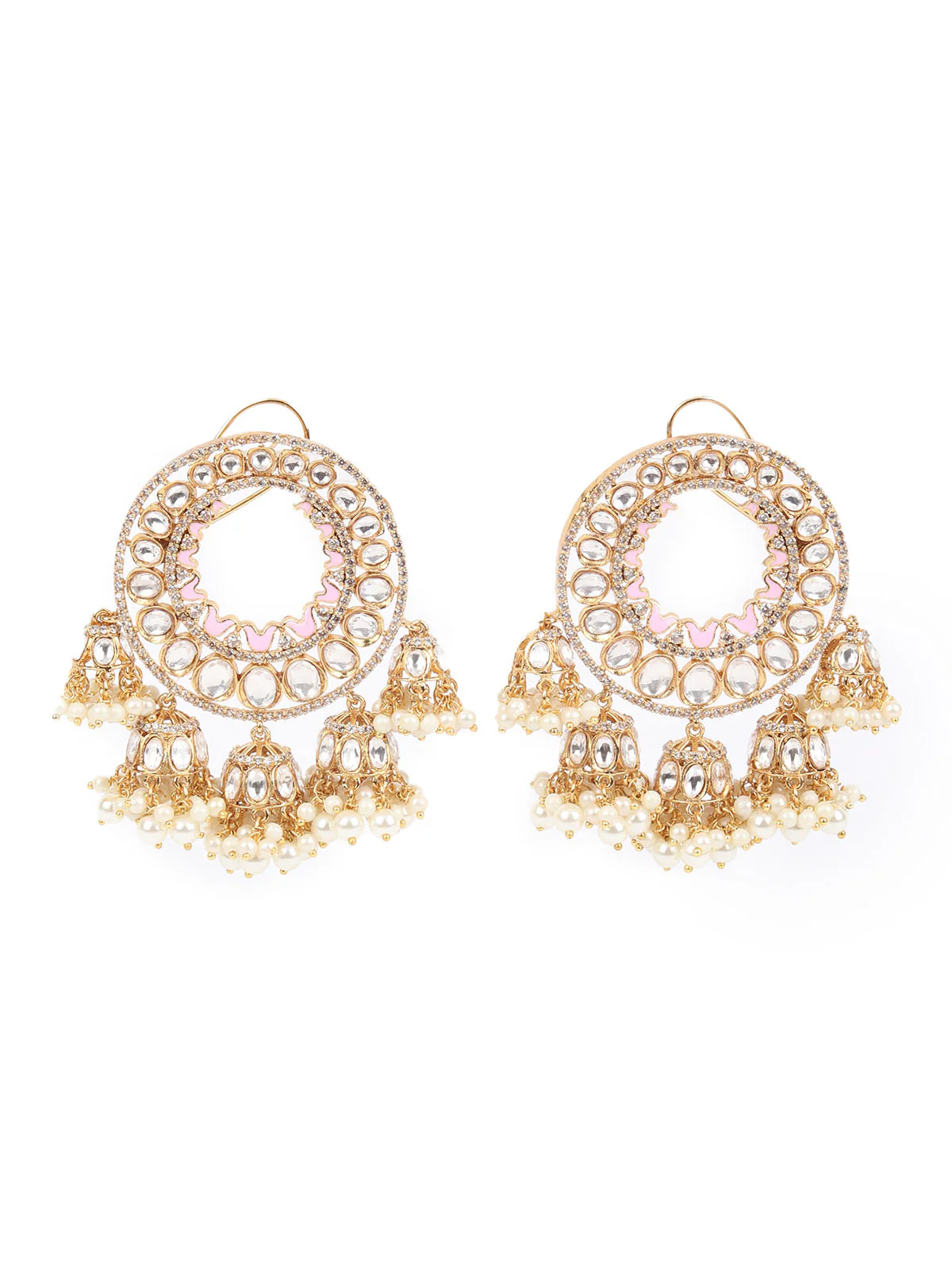 Odette Gold Kundan Gold Plated Dangler Earrings For Women - Image 3