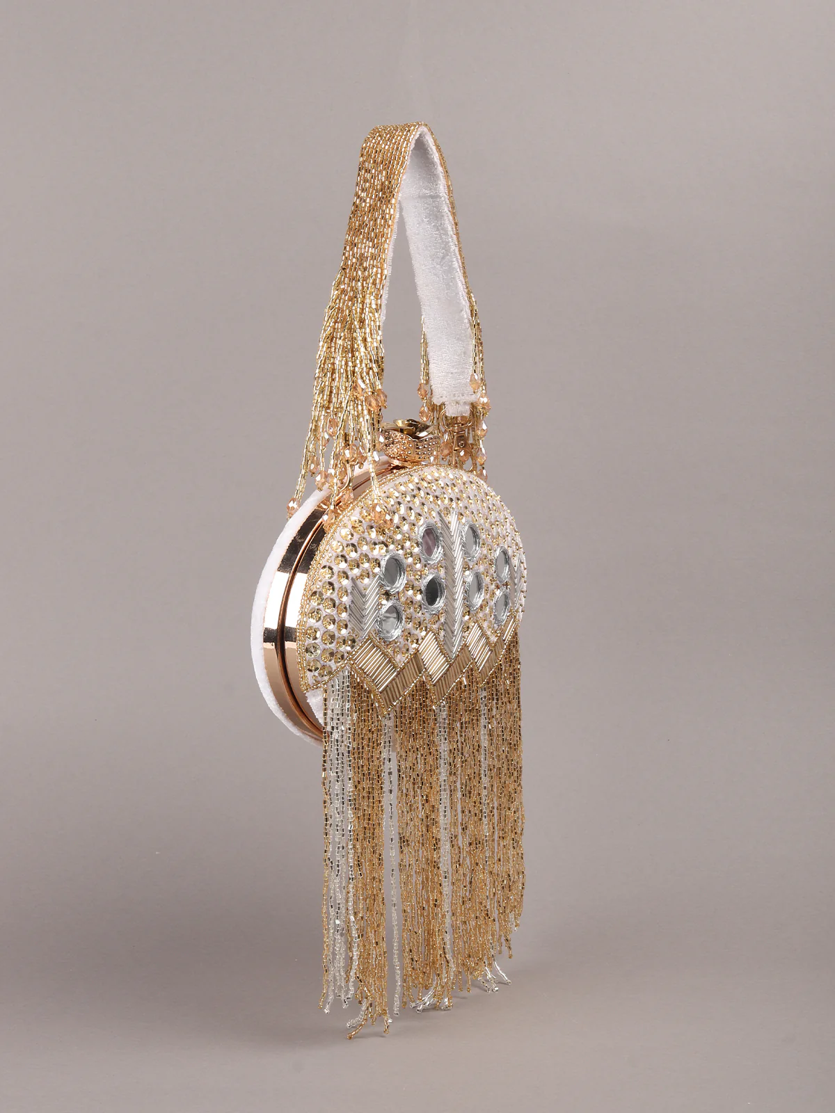 Odette Gold Mirror Embellished Clutch For Women - Image 4