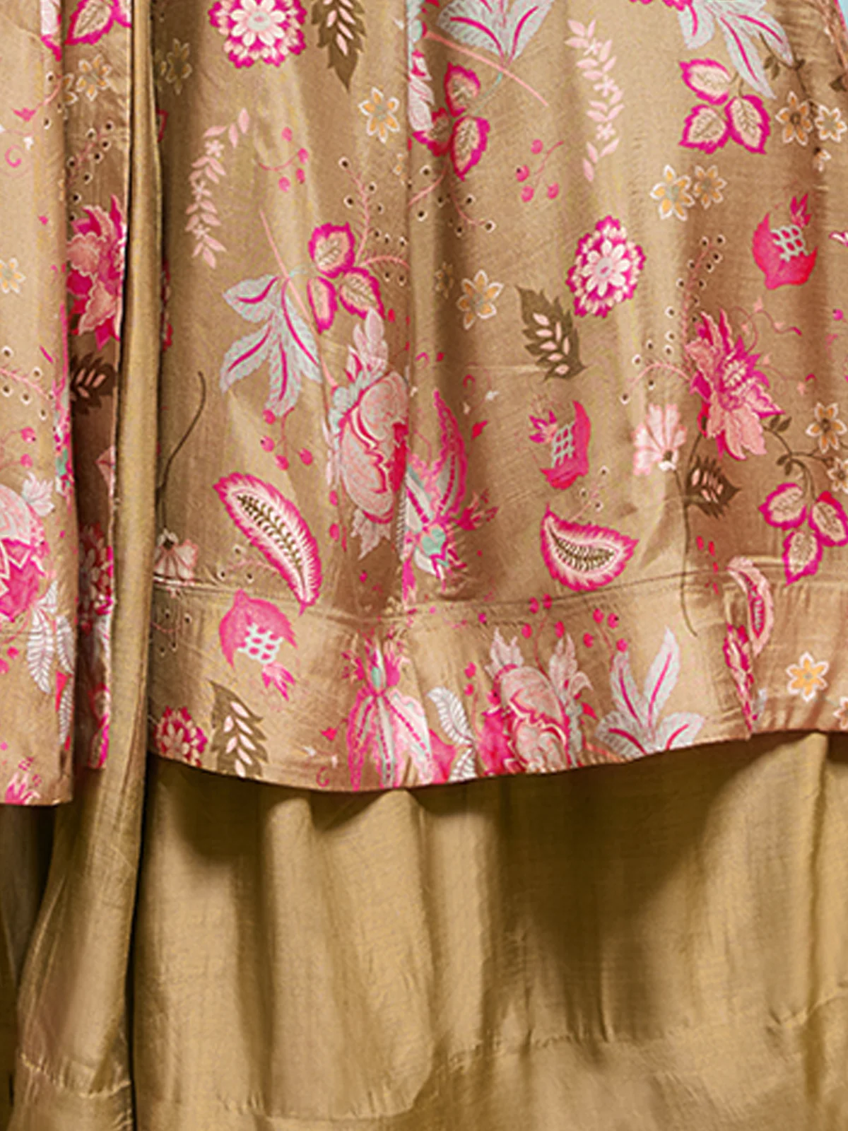 Odette Gold Muslin Printed Gown For Women - Image 8