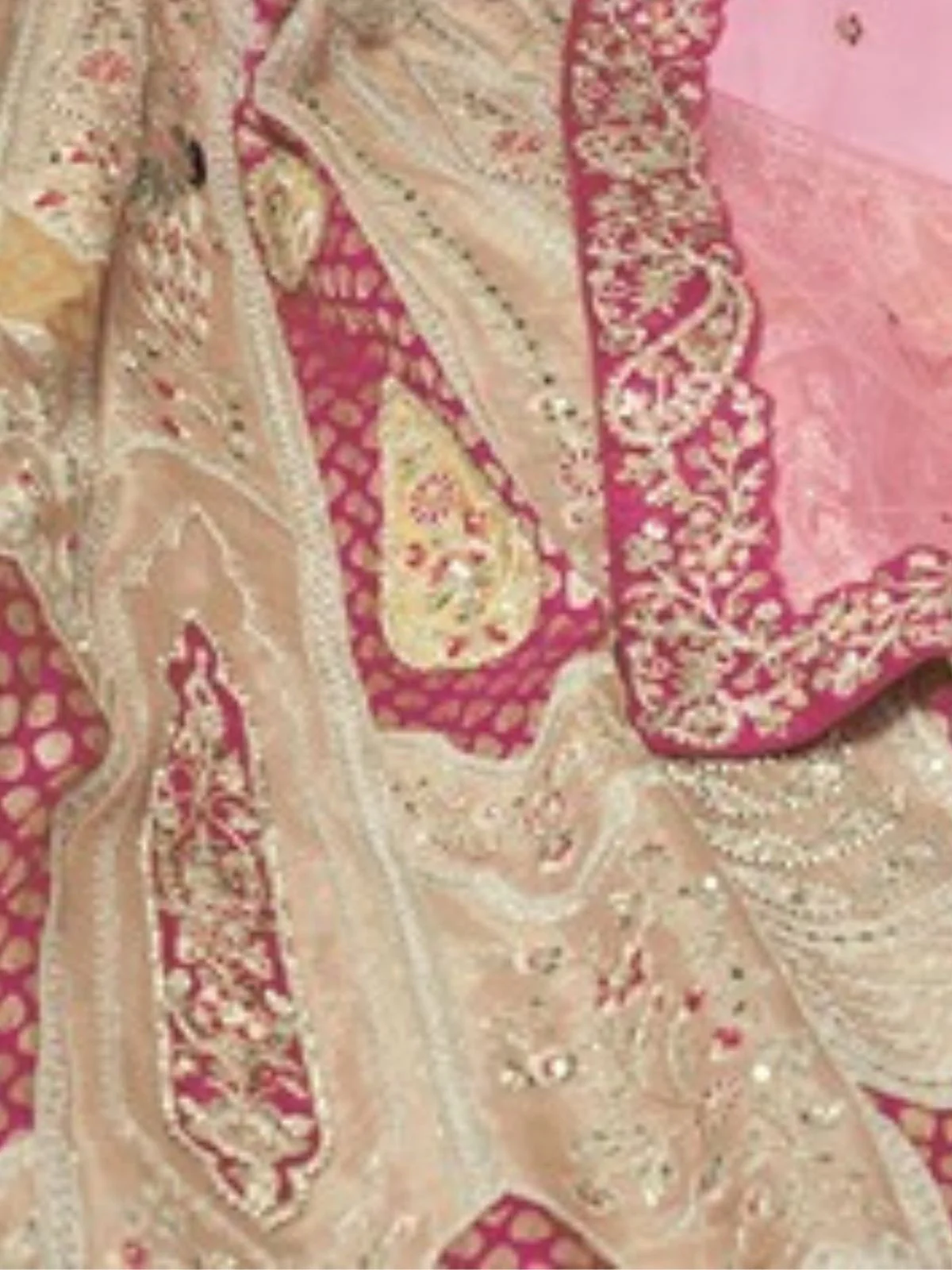 Odette Gold Organza Embellished Semi-Stitched Lehenga With Unstitched Blouse For Women - Image 5